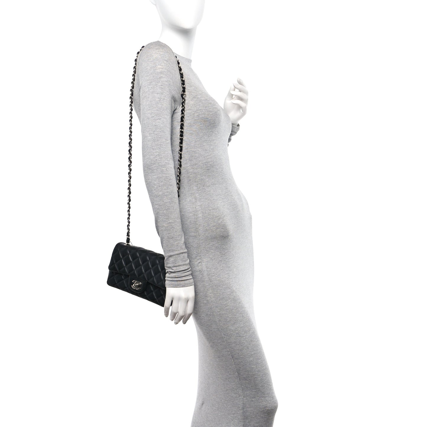 Lambskin Quilted Mini Rectangular Flap Black