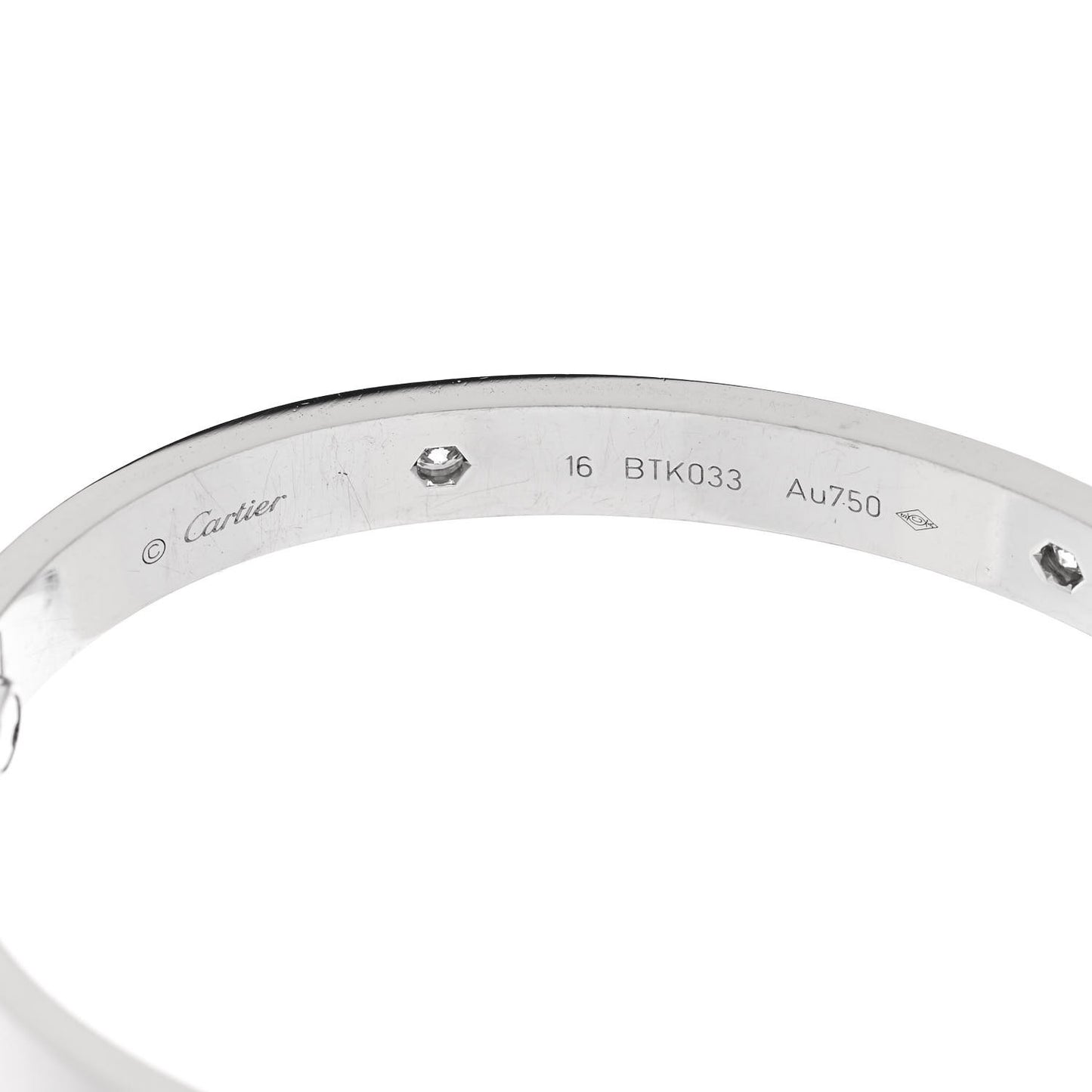 18K White Gold 4 Diamond Love Bracelet 16