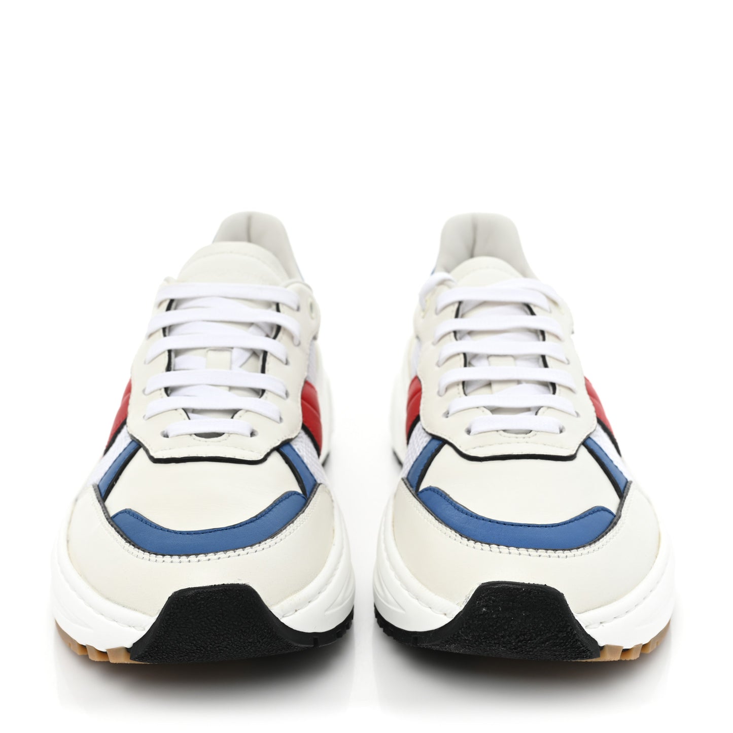 Calfskin Technical Mesh Speedster Sneakers 39 White Red Blue