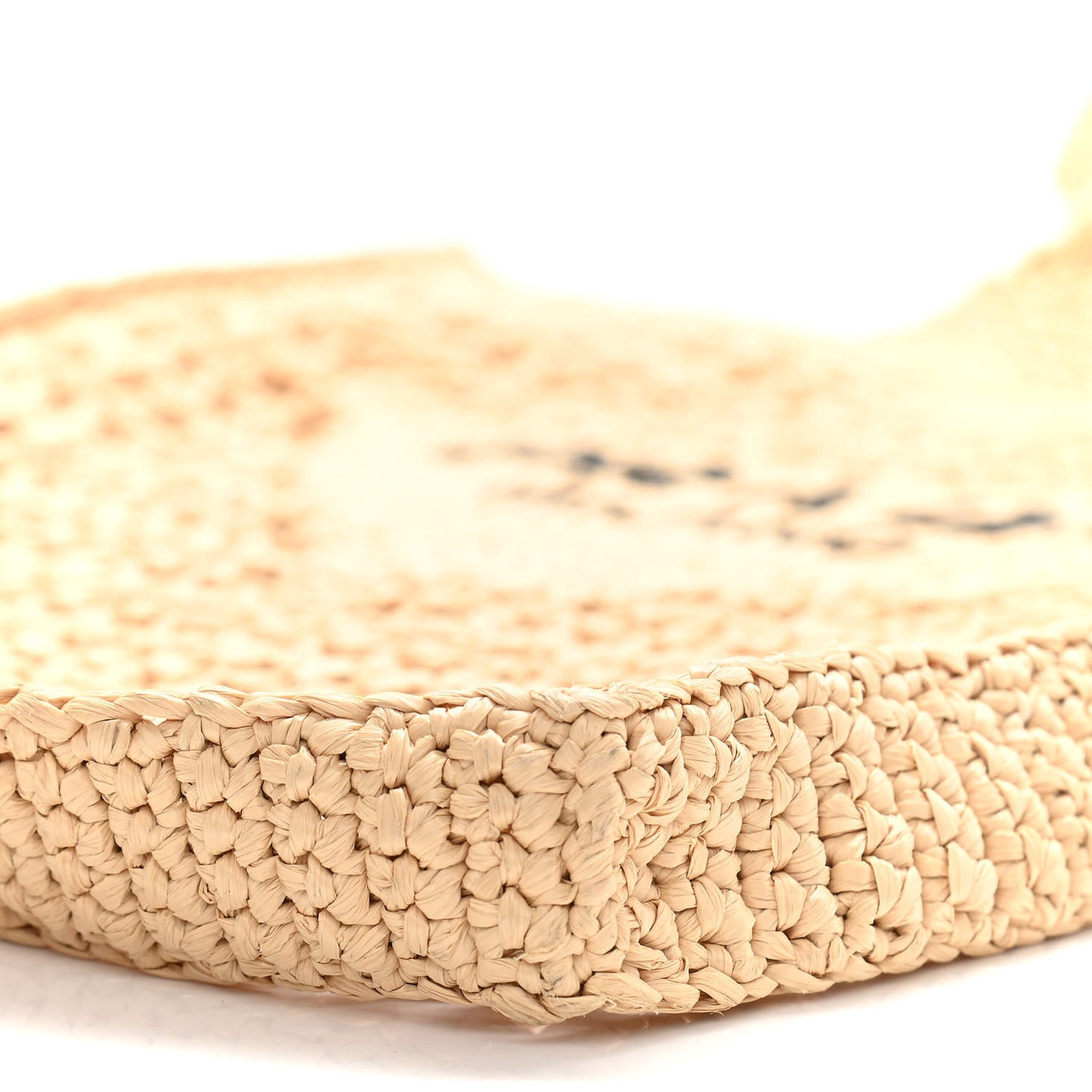 Yarn Raffia Effect Crochet Logo Embroidered Tote Bag Naturale