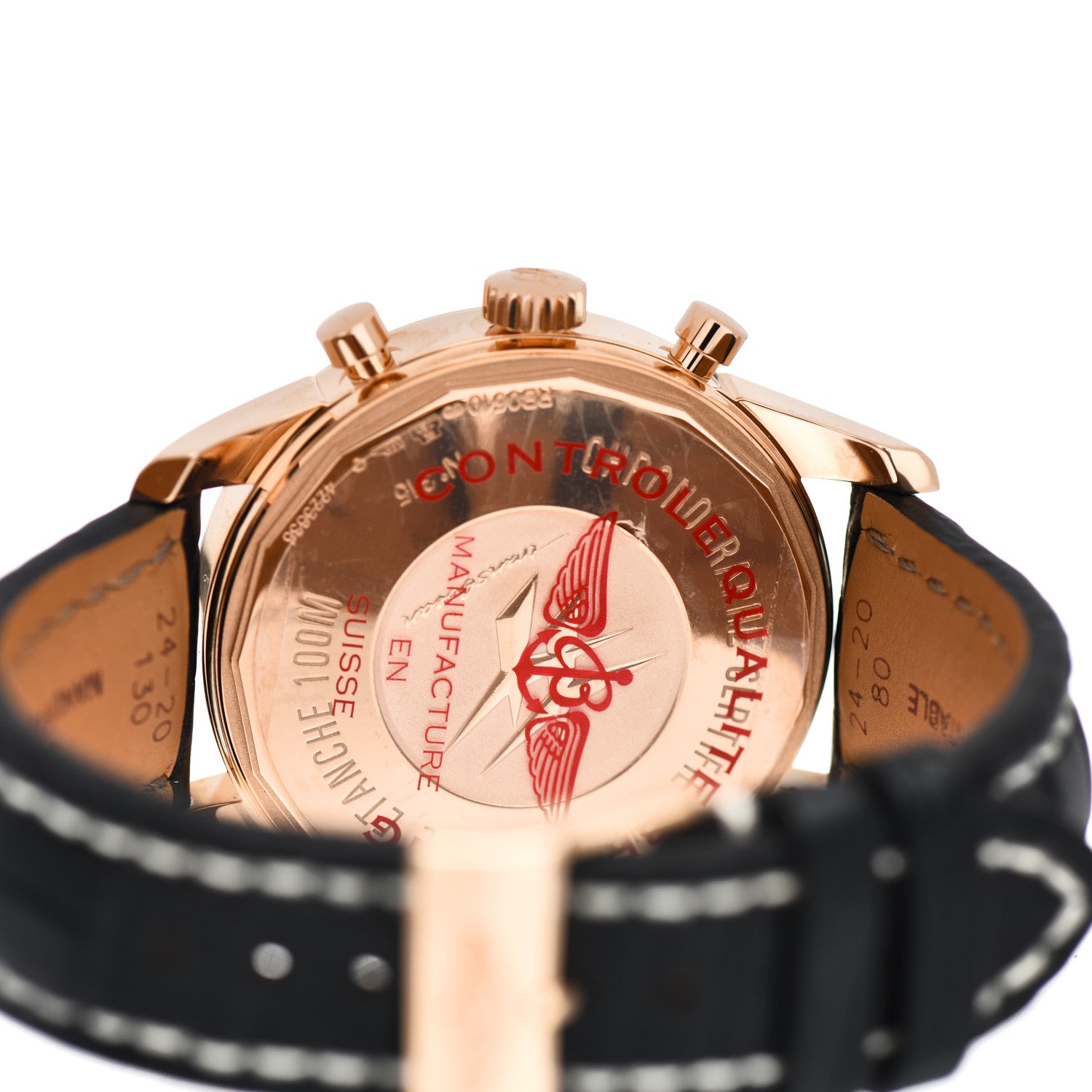 Breitling 18K Rose Gold Alligator 46mm Transocean Unitime Chronograph Automatic Watch Black RB0510 4 of 5
