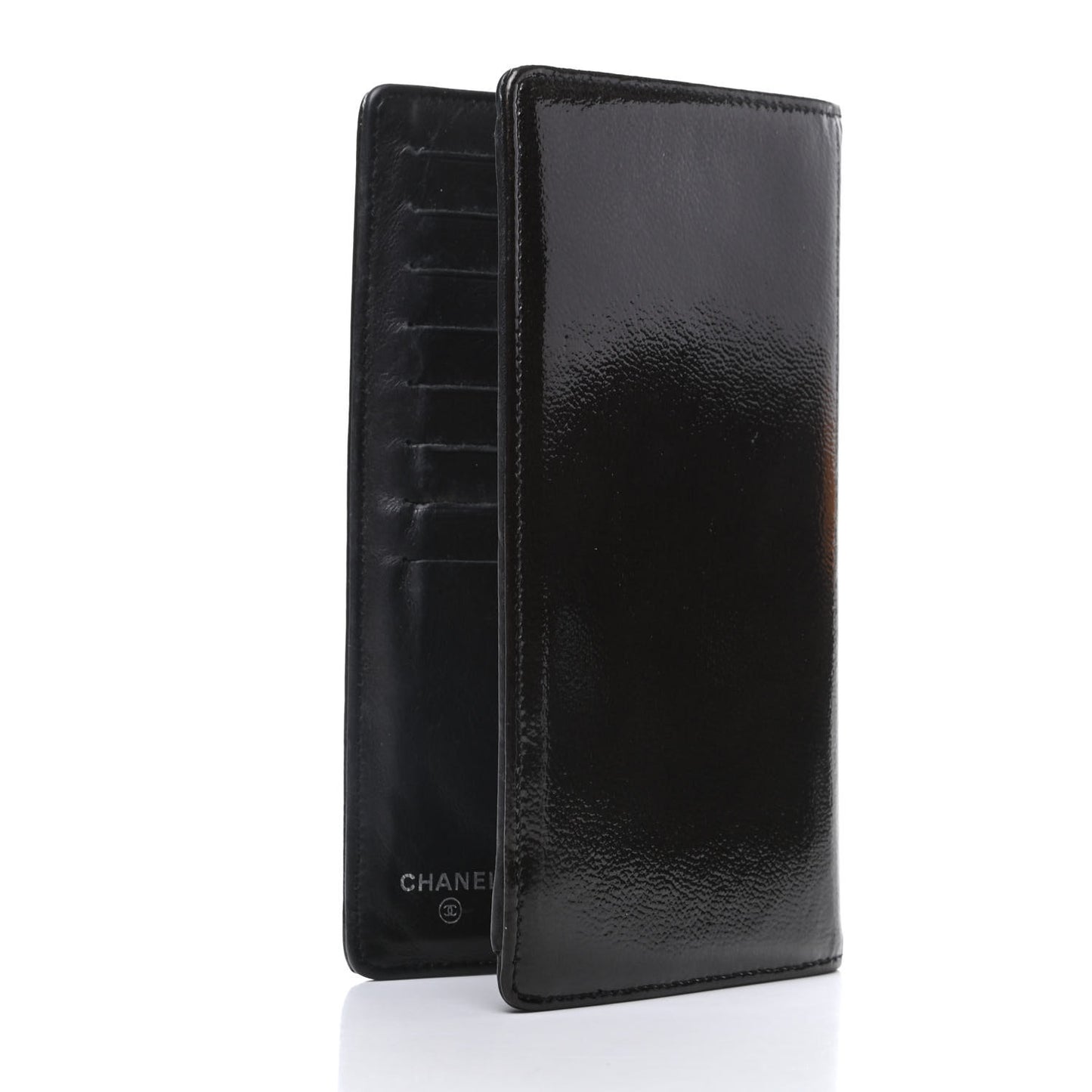 Grained Patent CC Yen Wallet Black