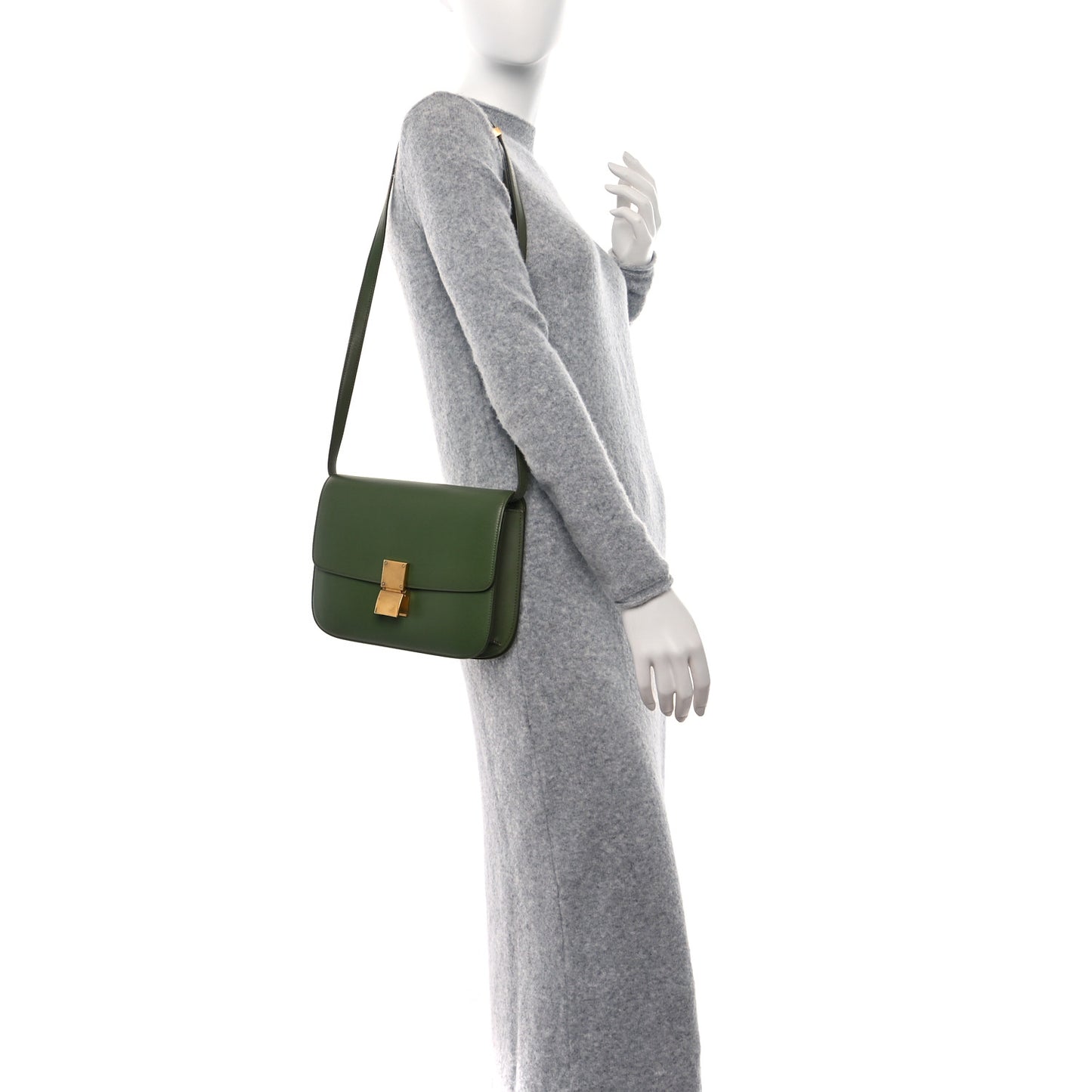 Box Calfskin Classic Box Medium Flap Bag Army Green