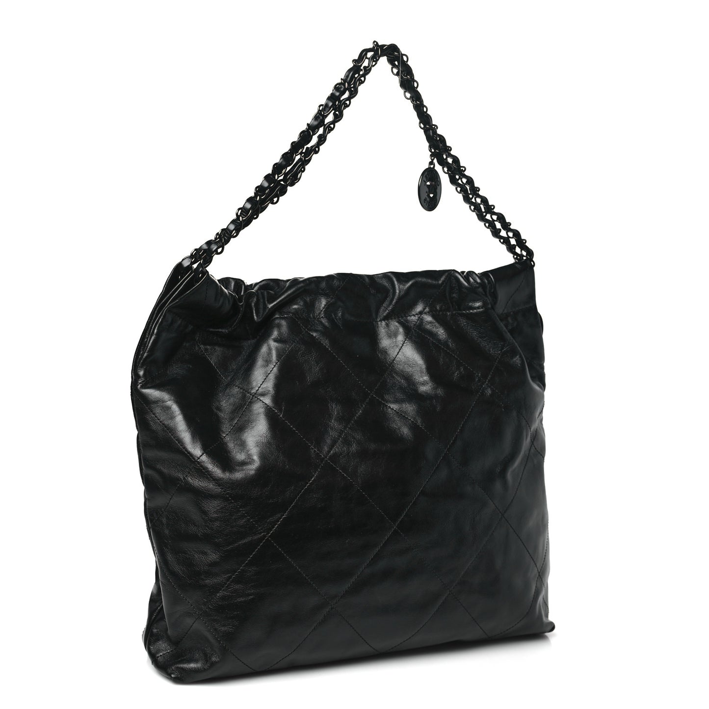 Shiny Calfskin Quilted Large Chanel 22 So Black