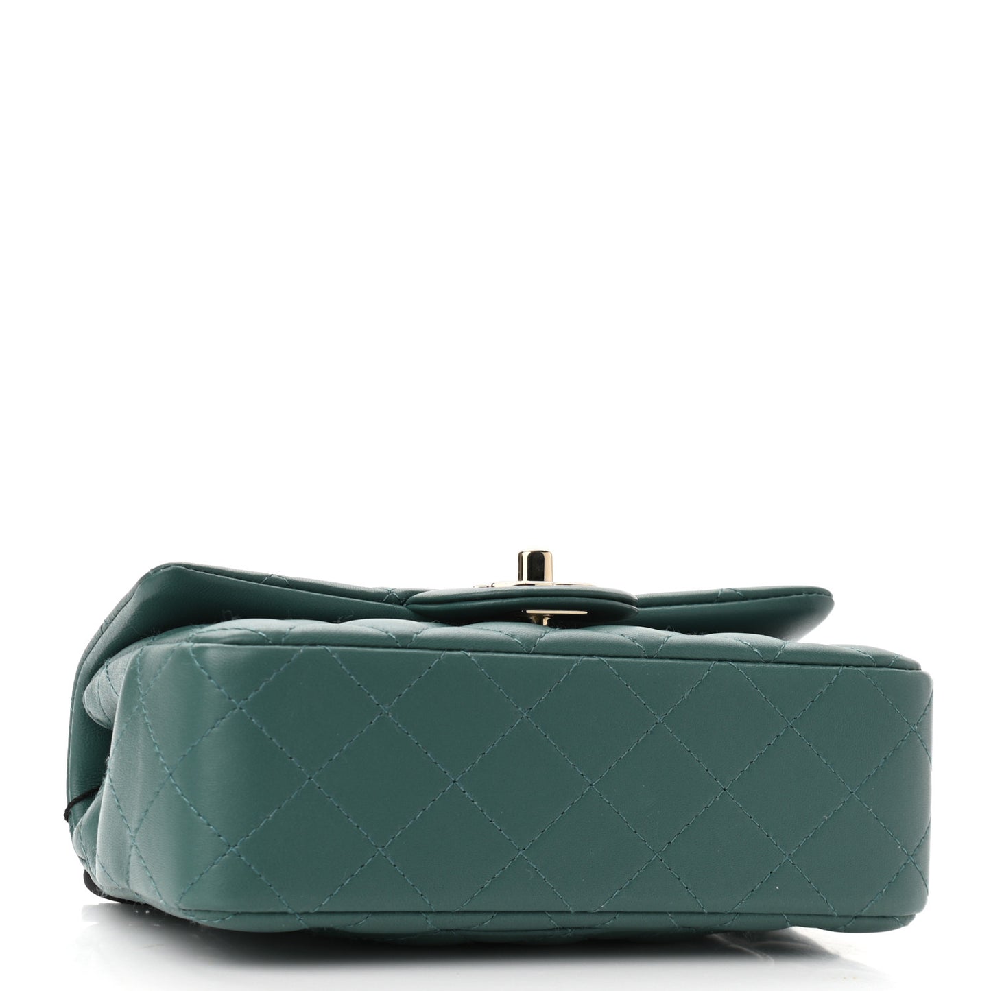 Lambskin Quilted Mini Rectangular Flap Green