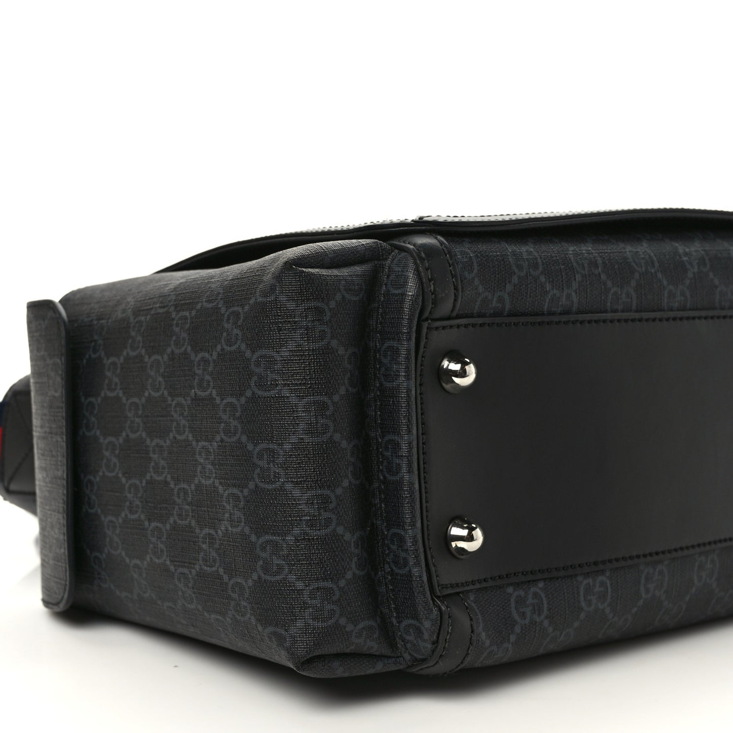 GG Supreme Monogram Web Messenger Diaper Bag Black Grey