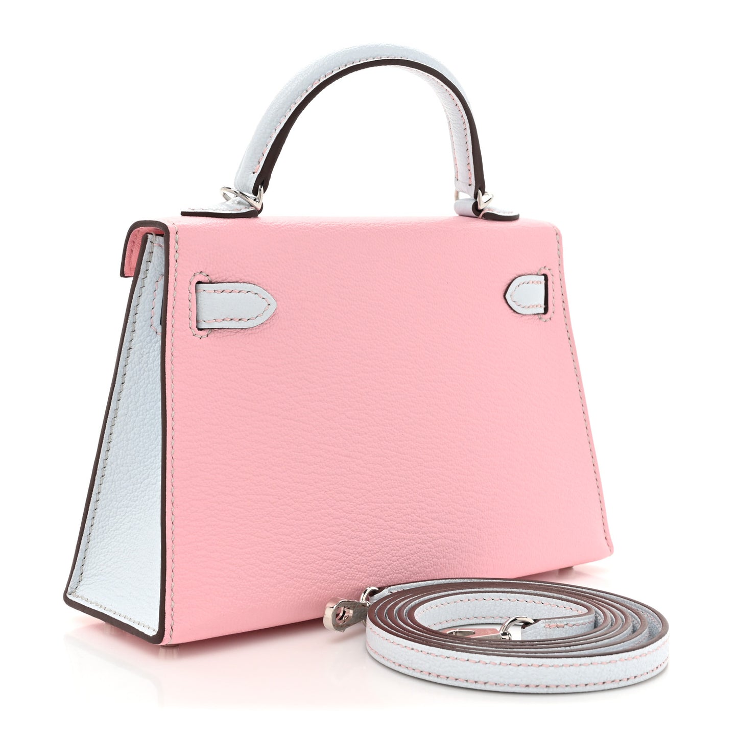 Chevre Mysore Horseshoe Mini Kelly Sellier 20 Rose Sakura Bleu Brume