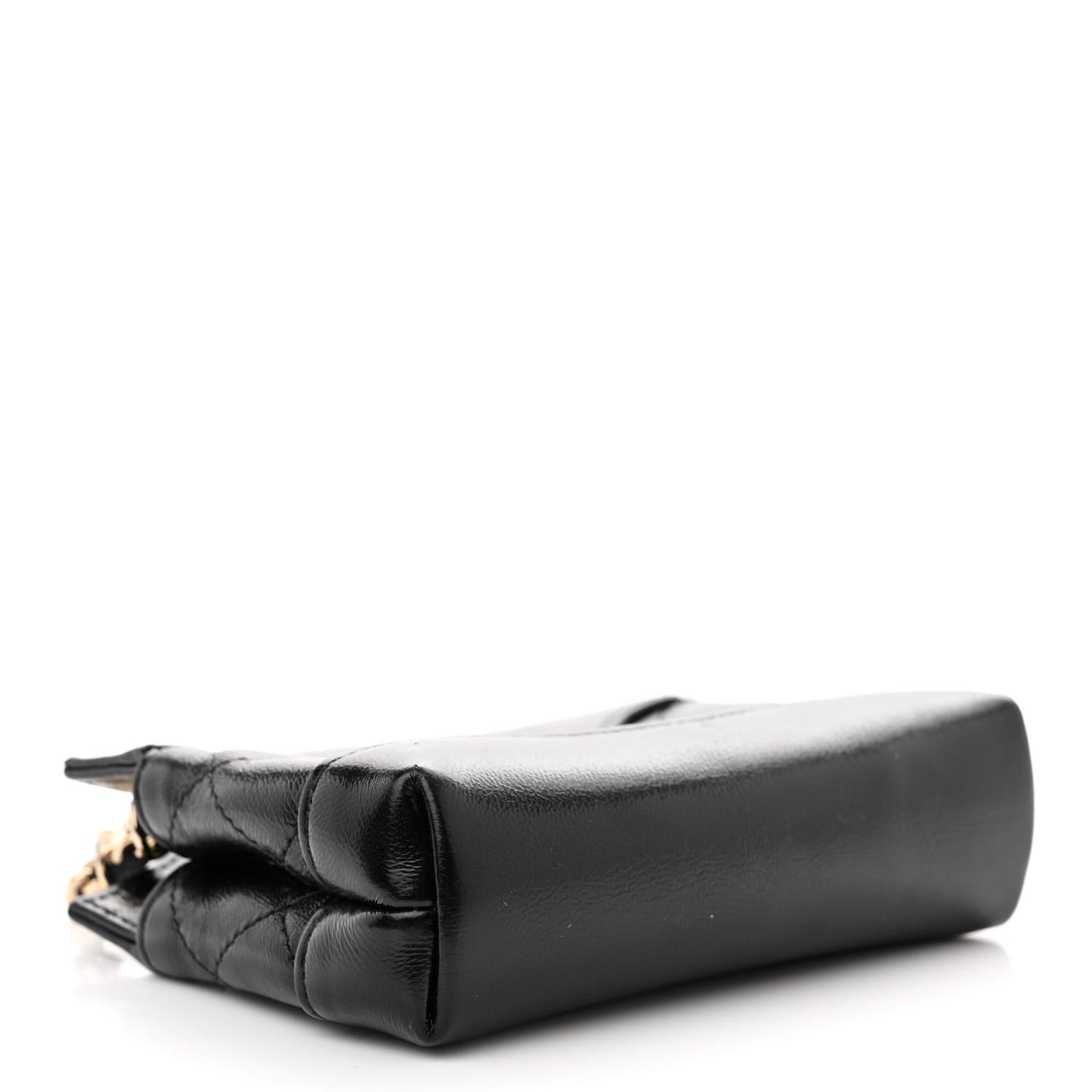 Shiny Lambskin Quilted Micro 31 Clutch With Chain Black