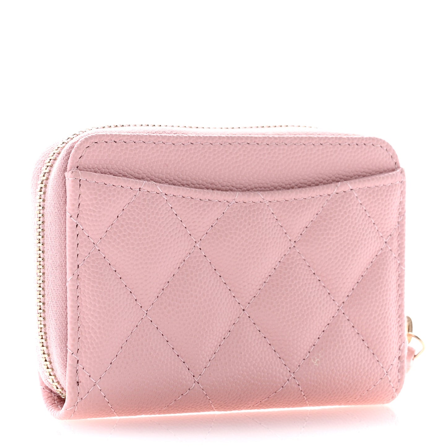 Caviar Quilted Zip Coin Purse Light Pink