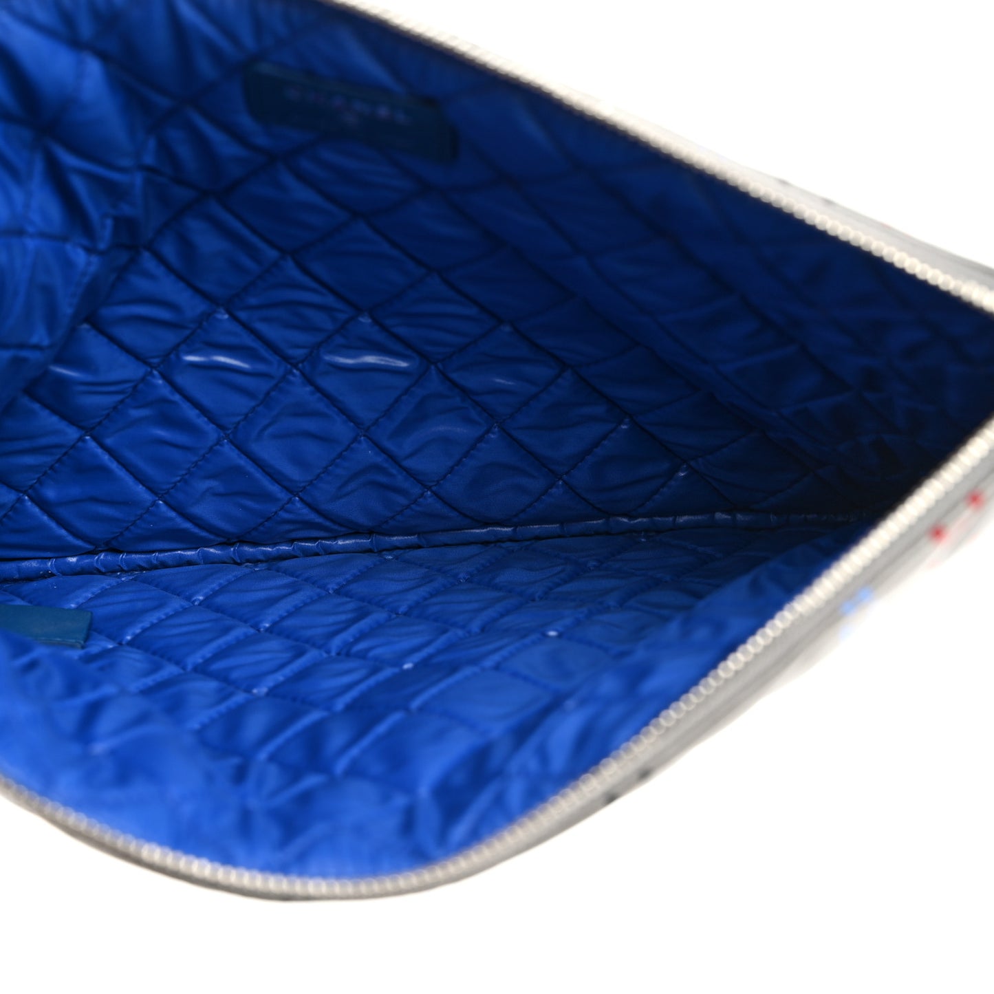 Metallic Lambskin Quilted Medium Data Center Cosmetic Case Silver