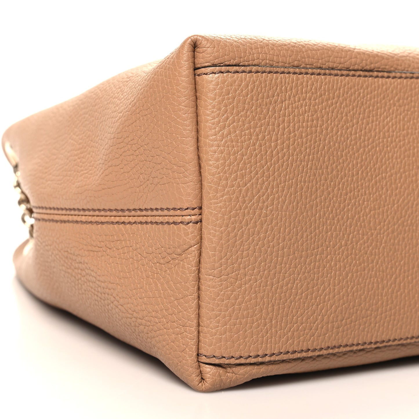 Pebbled Calfskin Medium Soho Chain Shoulder Bag Camelia