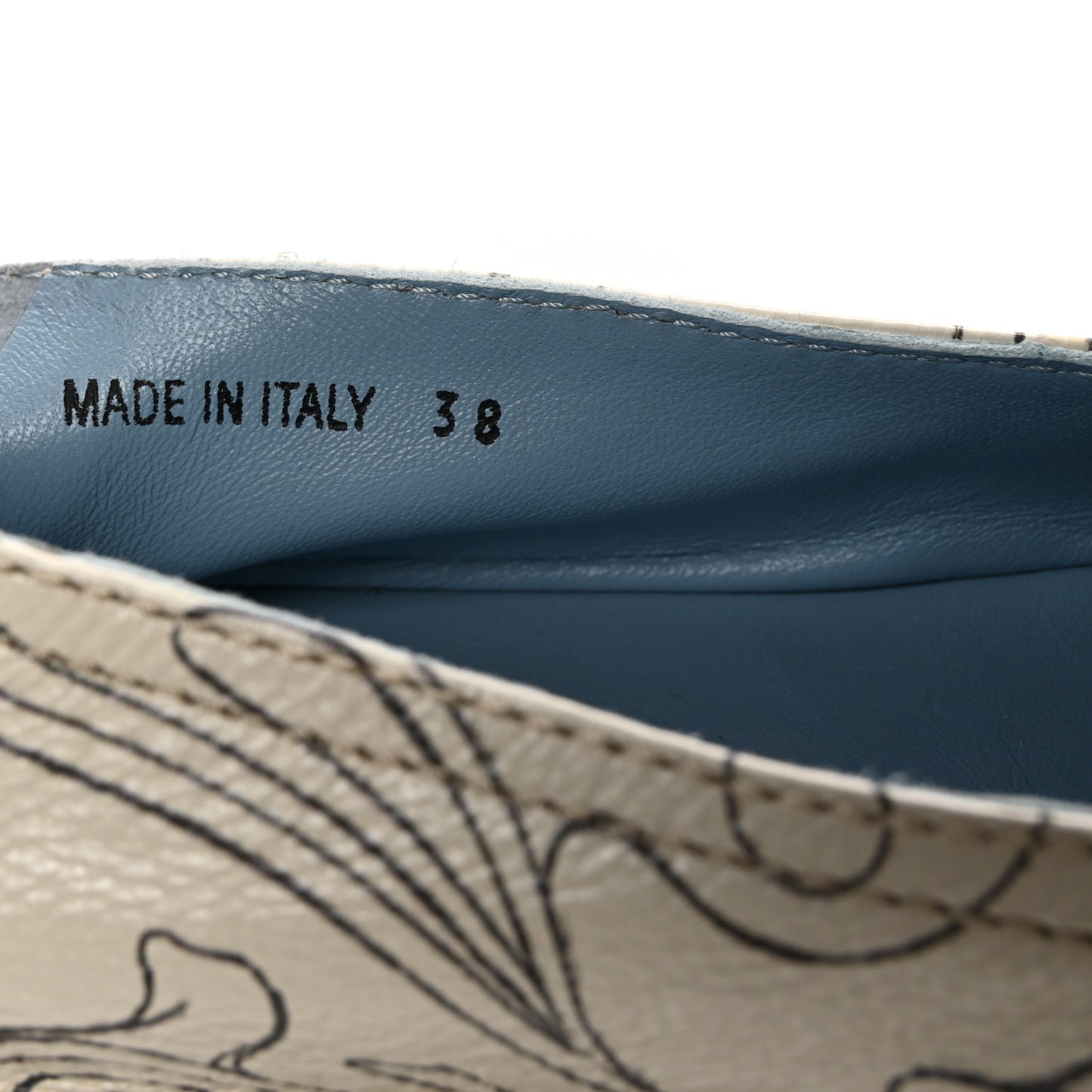 X JAMES JEAN Glace Calfskin Rabbit Print Espadrilles 38 Opaline