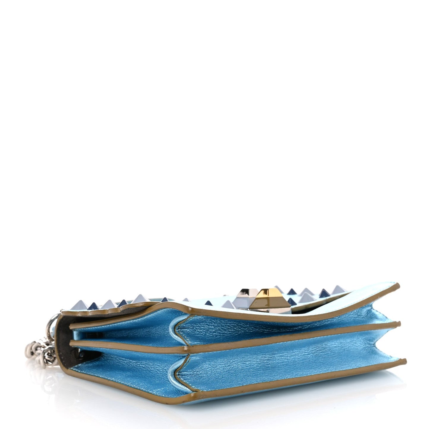 Vitello Catalan Mirror Scalloped Multi Studded Small Kan I Shoulder Bag Blue