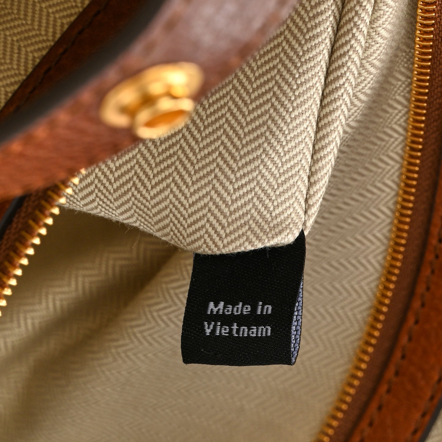 Calfskin Canvas Small Tote Ecru Oak