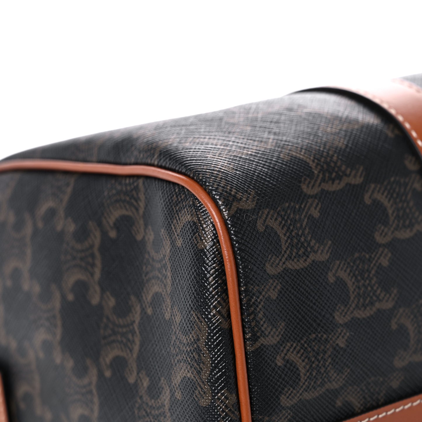 Triomphe Canvas Calfskin Boston Bag Tan