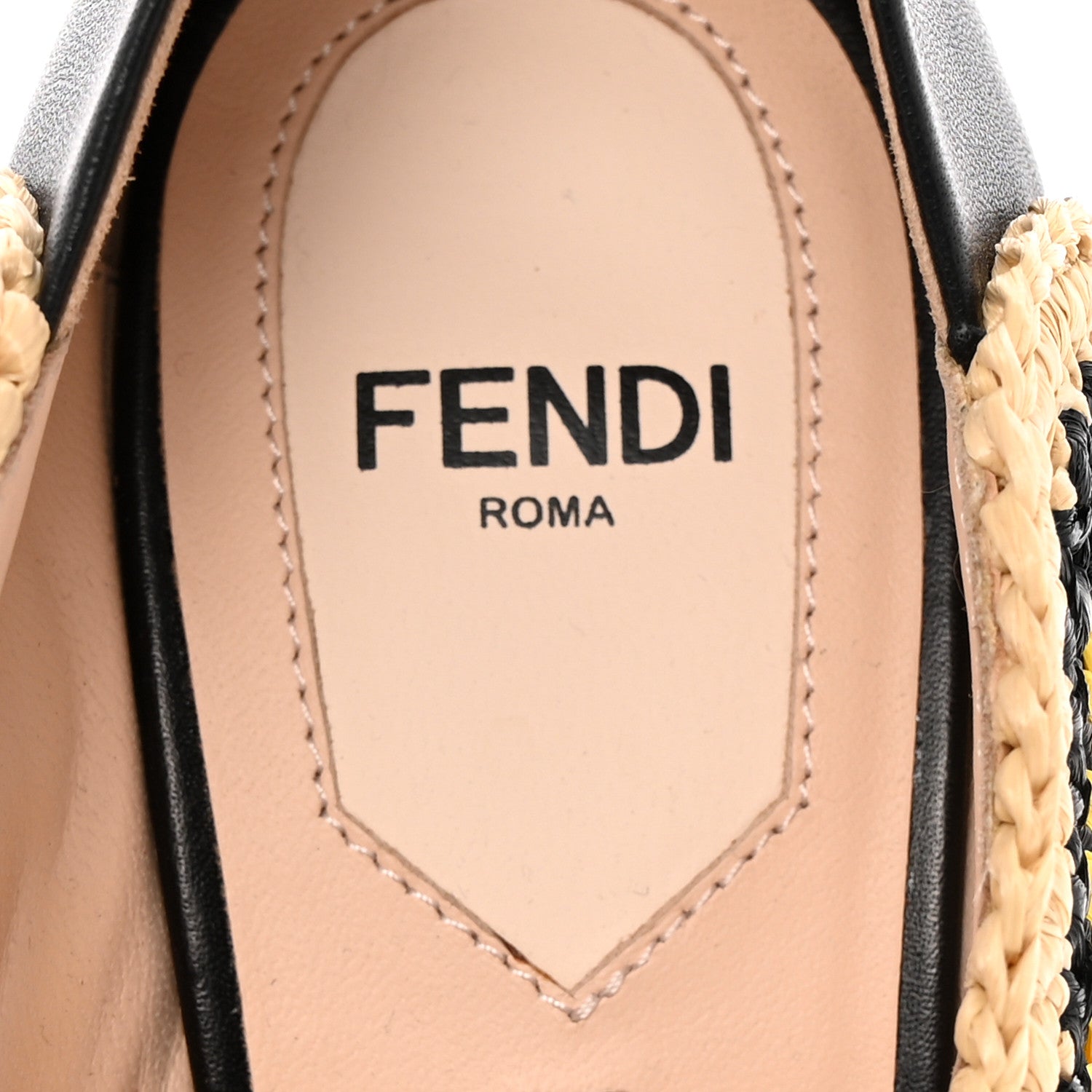 Fendi Raffia Wave Open Toe Platform Sandals 36.5 Sand Black 6 of 13