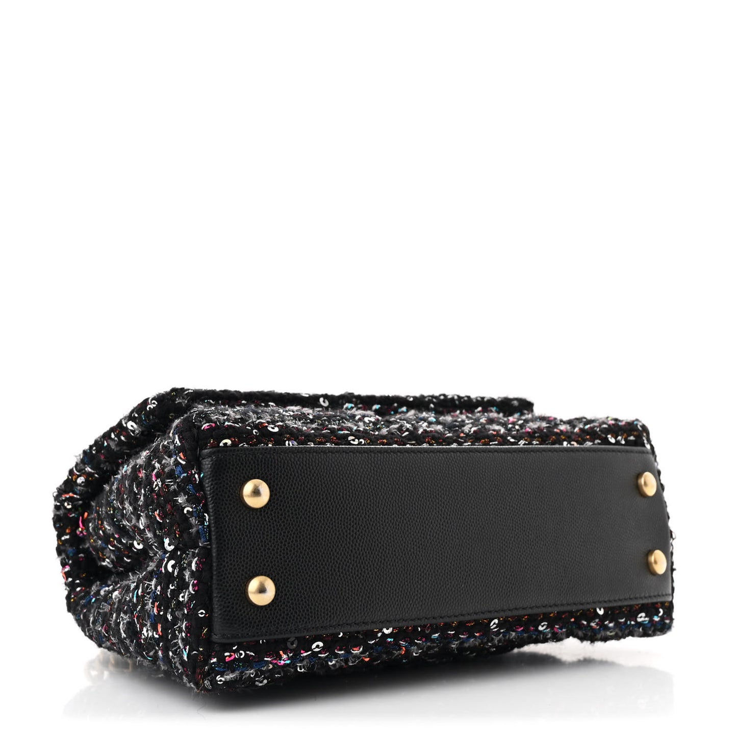 Tweed Sequin Mini Coco Handle Flap Black