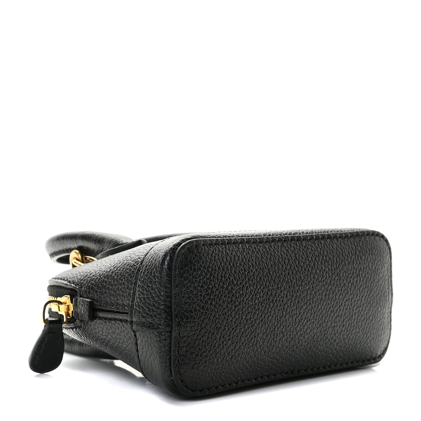 Grained Calfskin Logo Mini Ville Top Handle Bag Black White