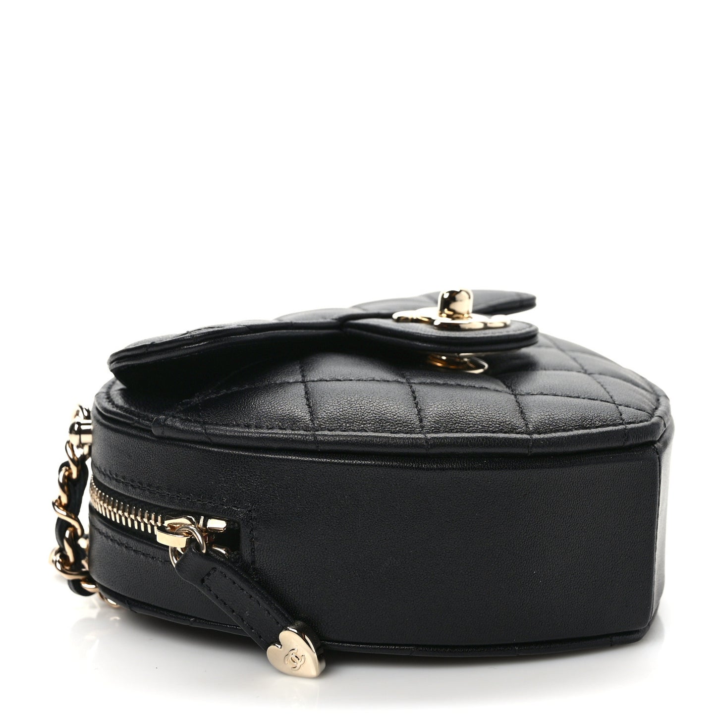 Lambskin Quilted CC In Love Heart Clutch With Chain Black