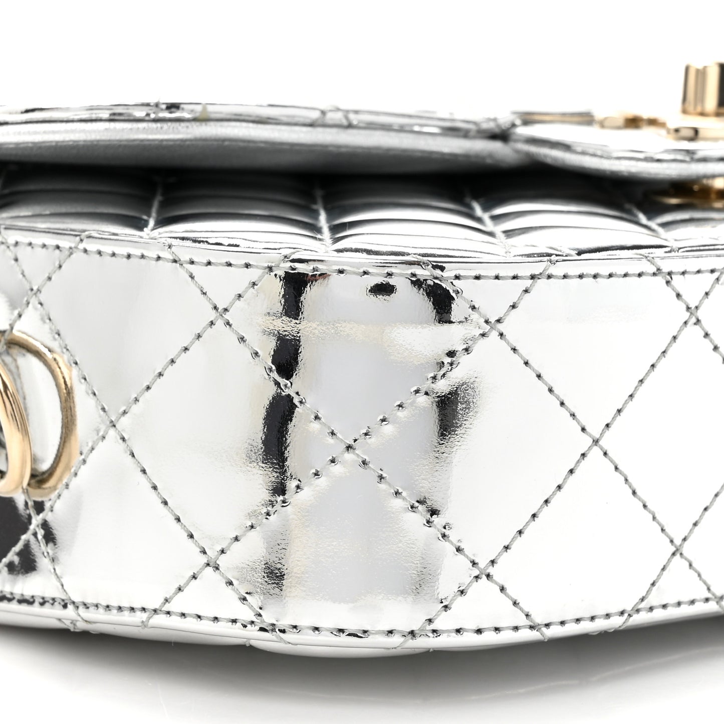 Mirror Calfskin Metallic Calfskin Medium Hollywood Boulevard Flap With Star Coin Purse Silvery