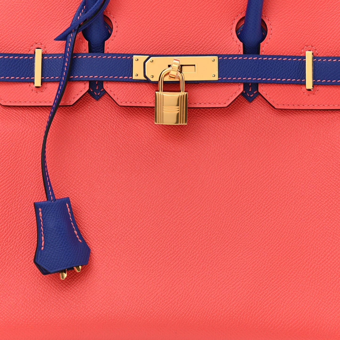 Epsom Bi-Color Horseshoe Birkin 30 Rose Jaipur Bleu Electrique