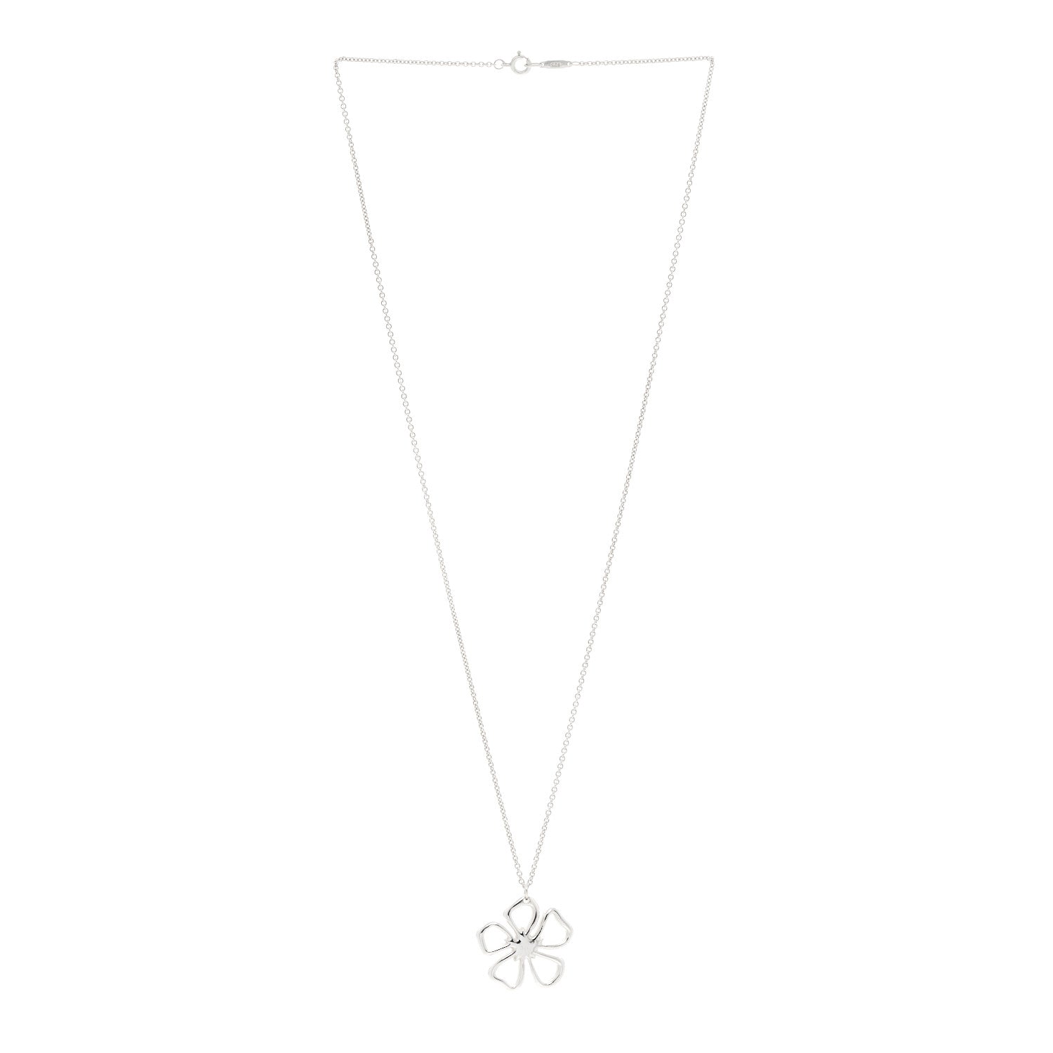 Tiffany Sterling Silver Open Flower Pendant Necklace 3 of 5
