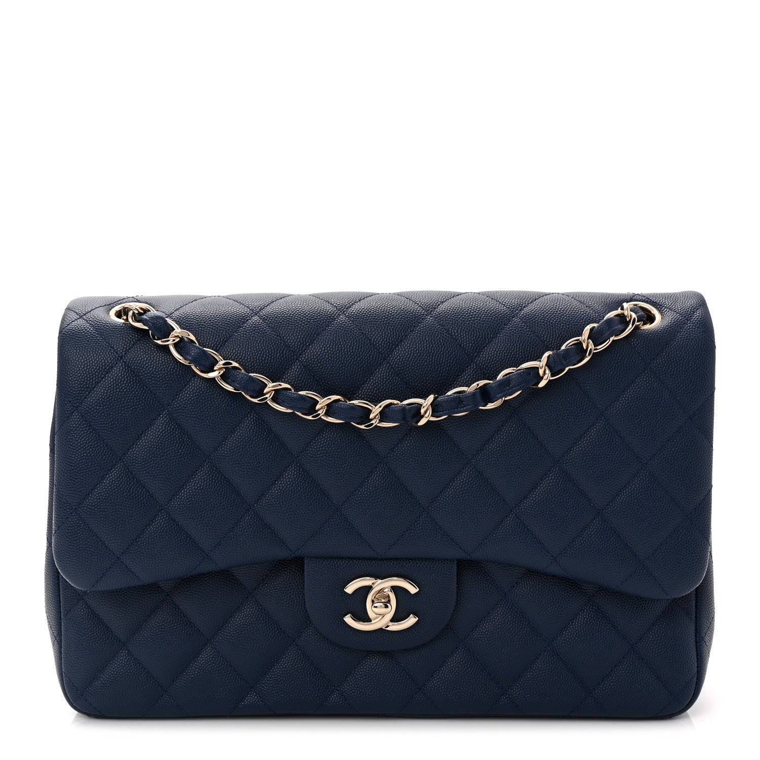 Chanel Caviar Quilted Jumbo Double Flap Navy Blue 1776478