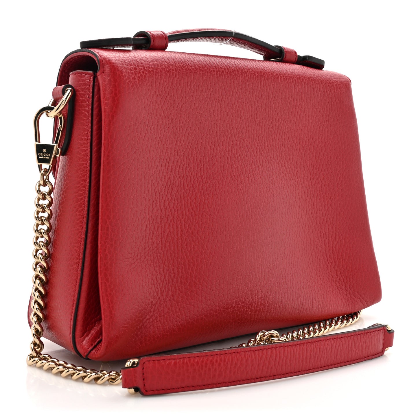 Dollar Calfskin Interlocking G Top Handle Shoulder Bag Red