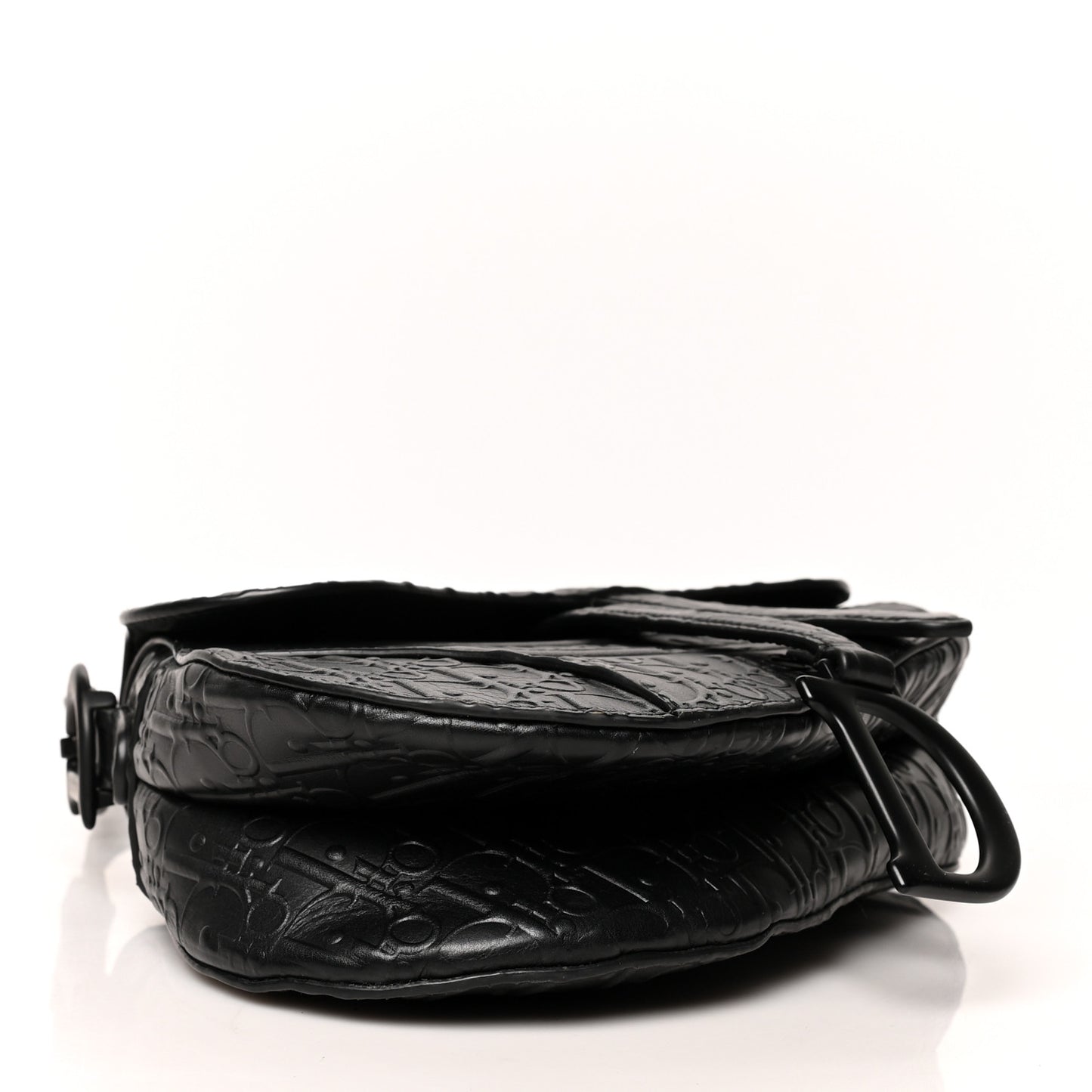 Calfskin Embossed Oblique Saddle Bag Black