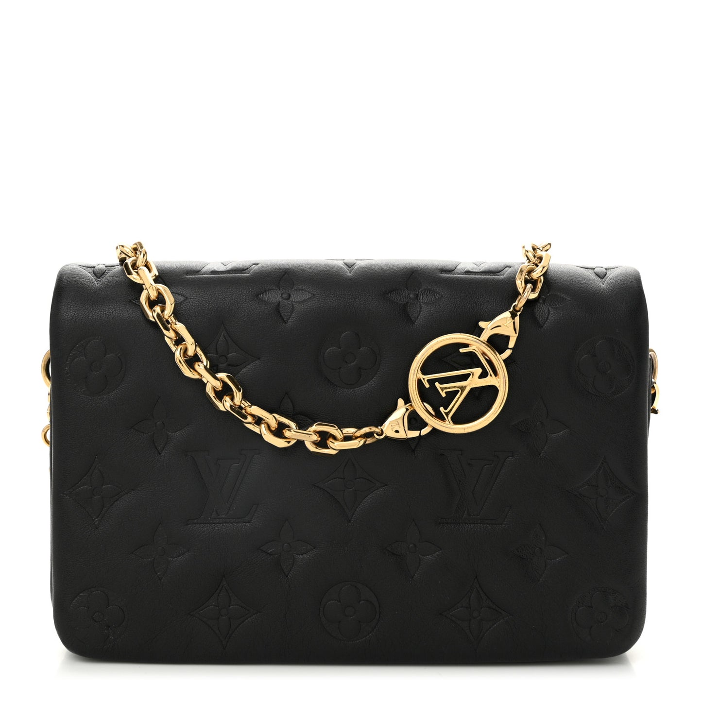 Lambskin Embossed Monogram Pochette Coussin Black