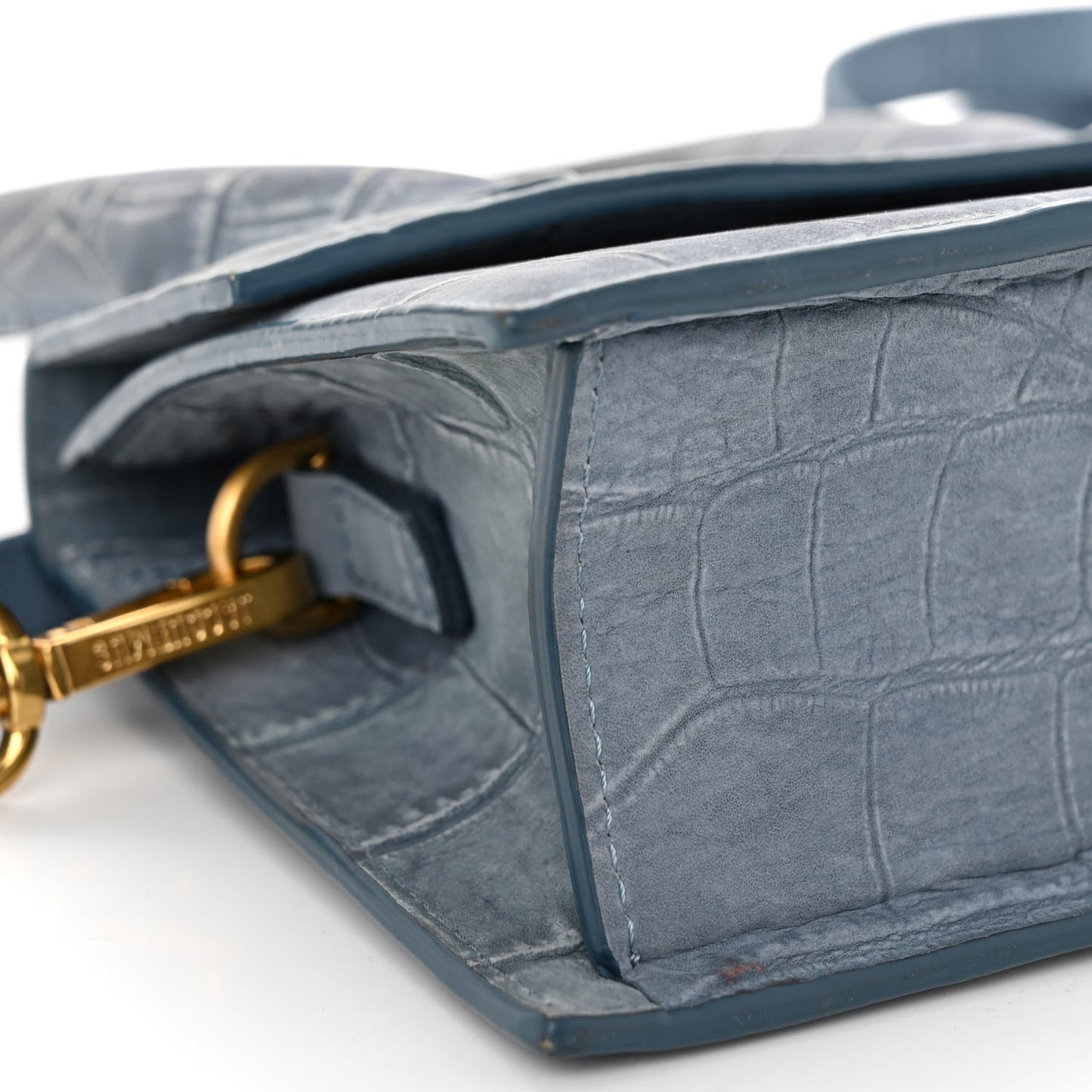 Suede Crocodile Embossed Le Chiquito Moyen Blue