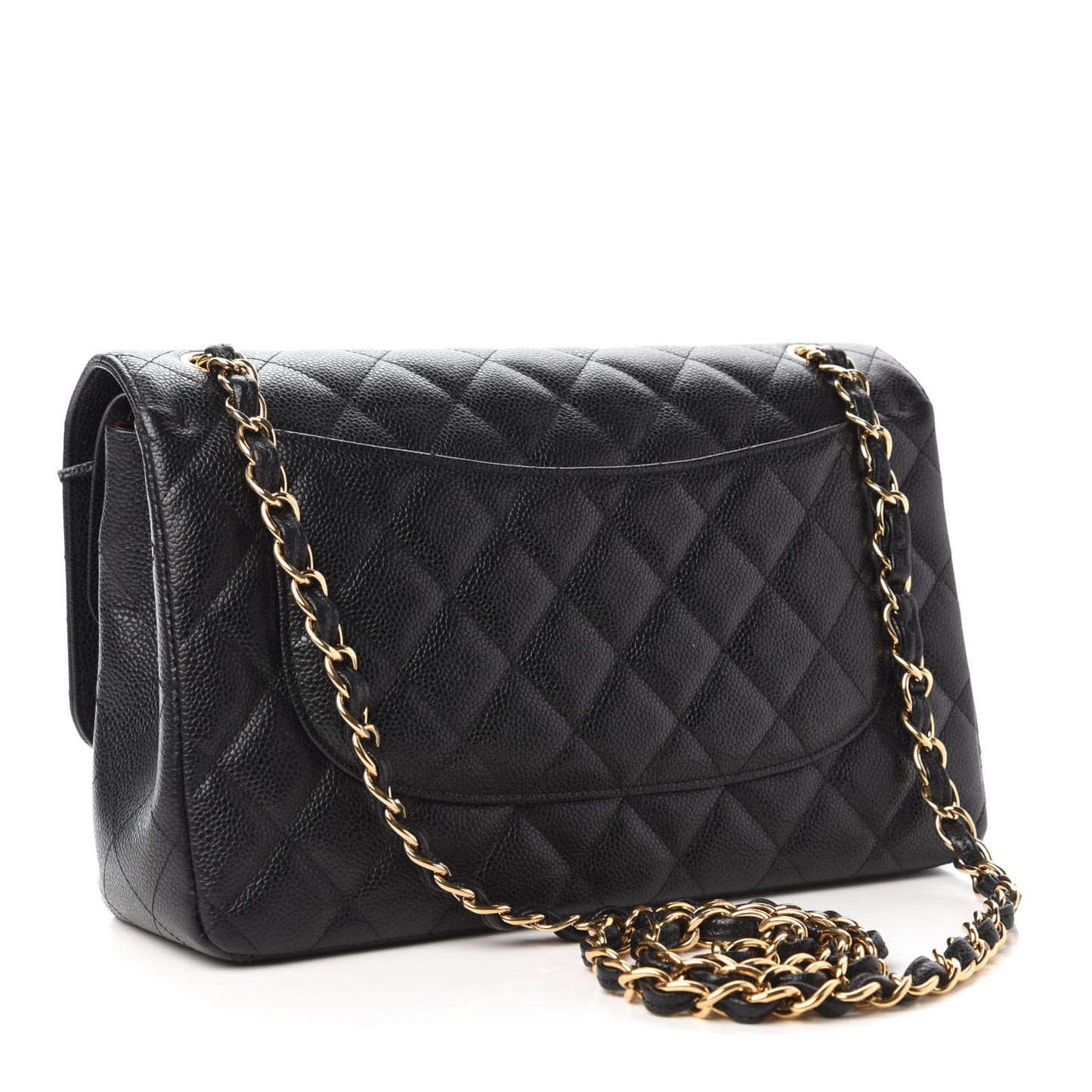 Caviar Quilted Jumbo Double Flap Black