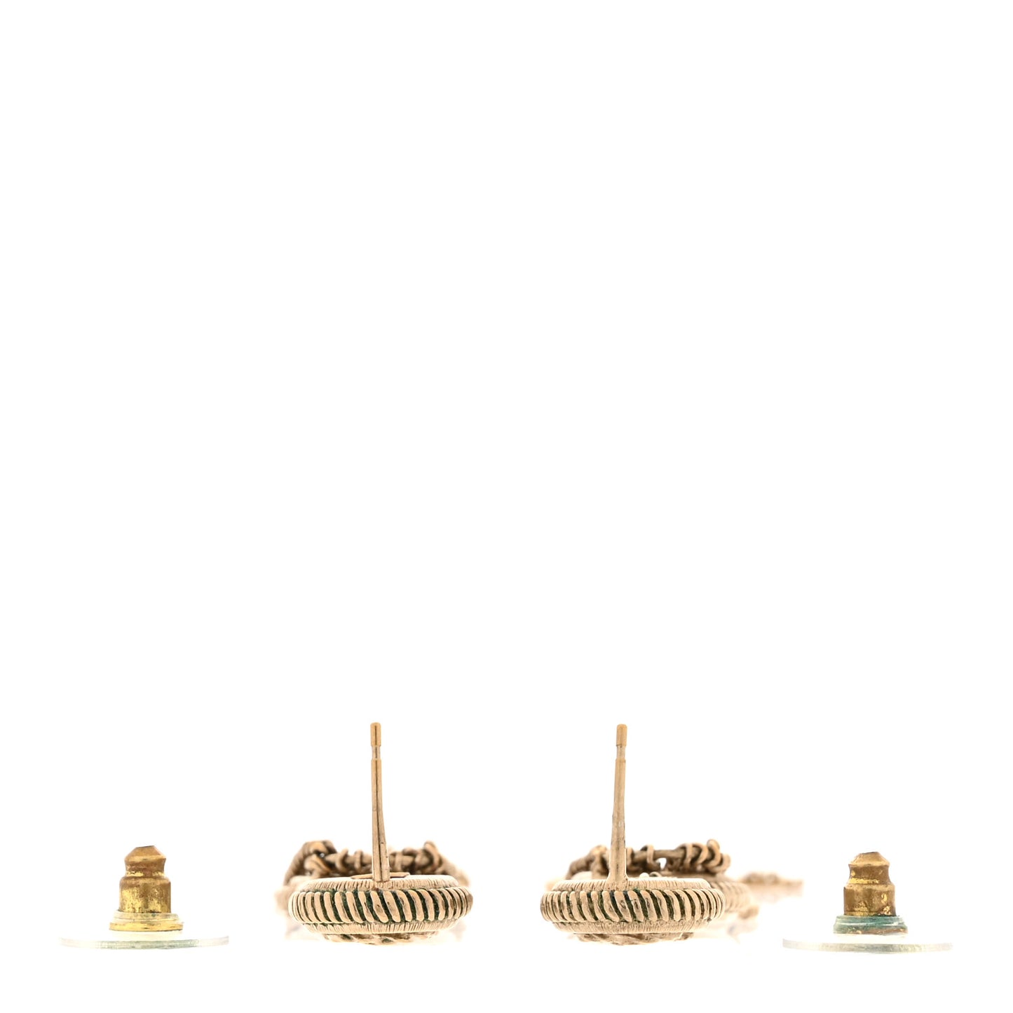 Chain CC Drop Earrings Gold