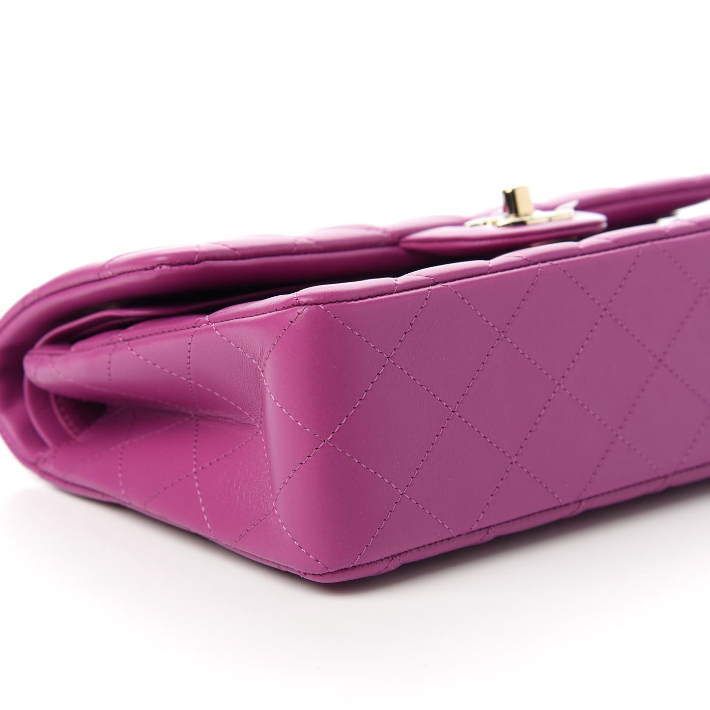 Lambskin Quilted Small Double Flap Purple