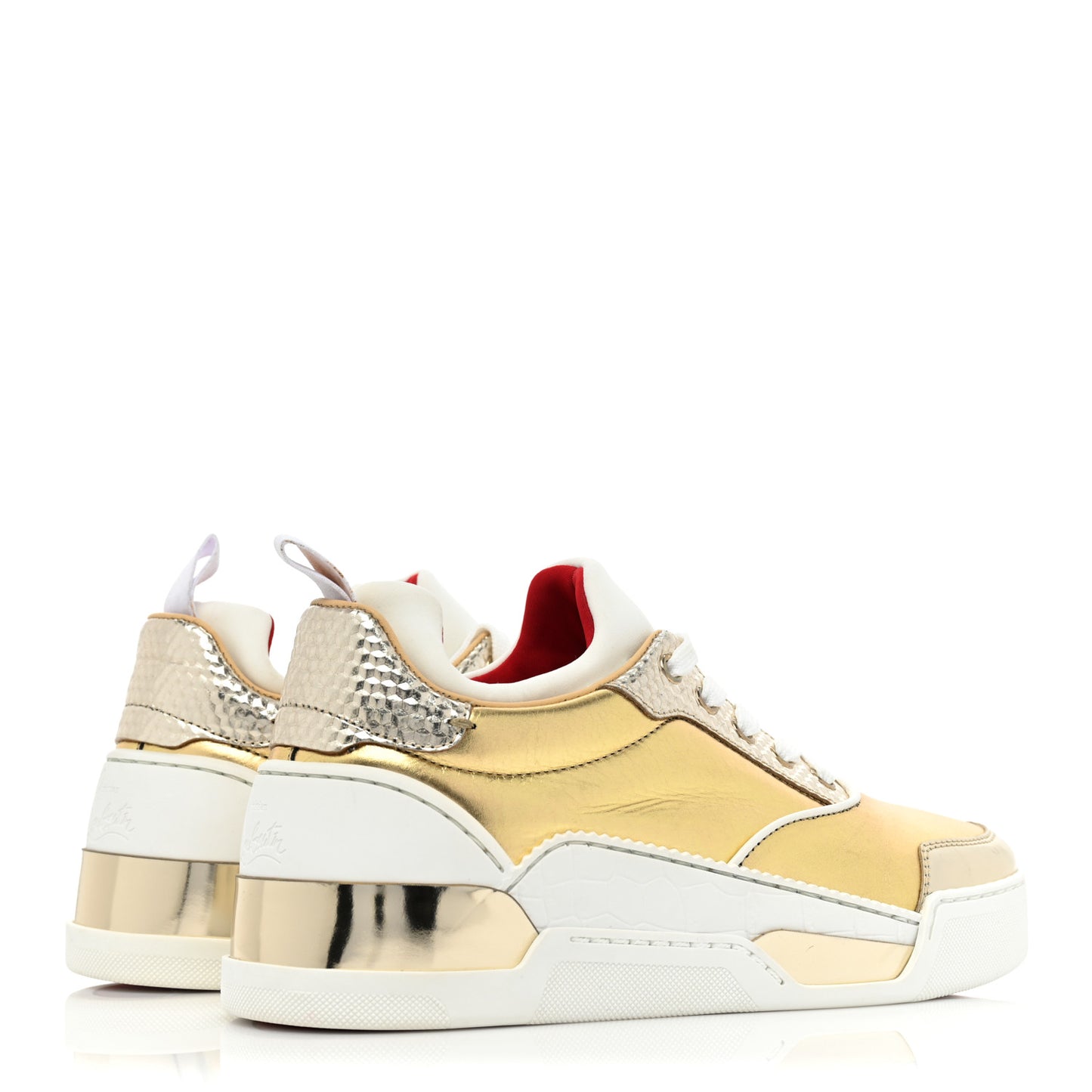 Metallic Calfskin Womens Aurelien Flat Sneakers 38 Gold White