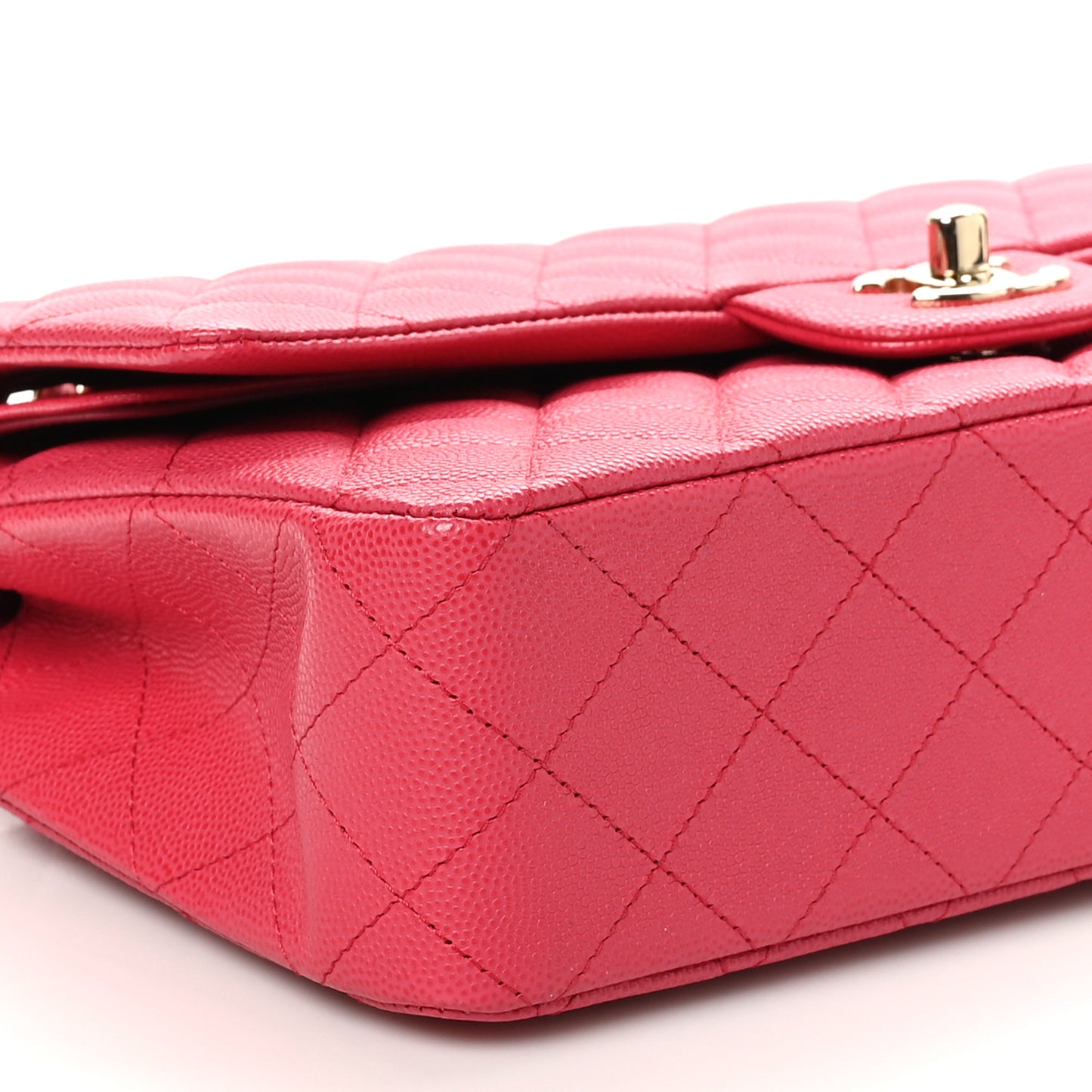 Caviar Quilted Medium Double Flap Dark Pink