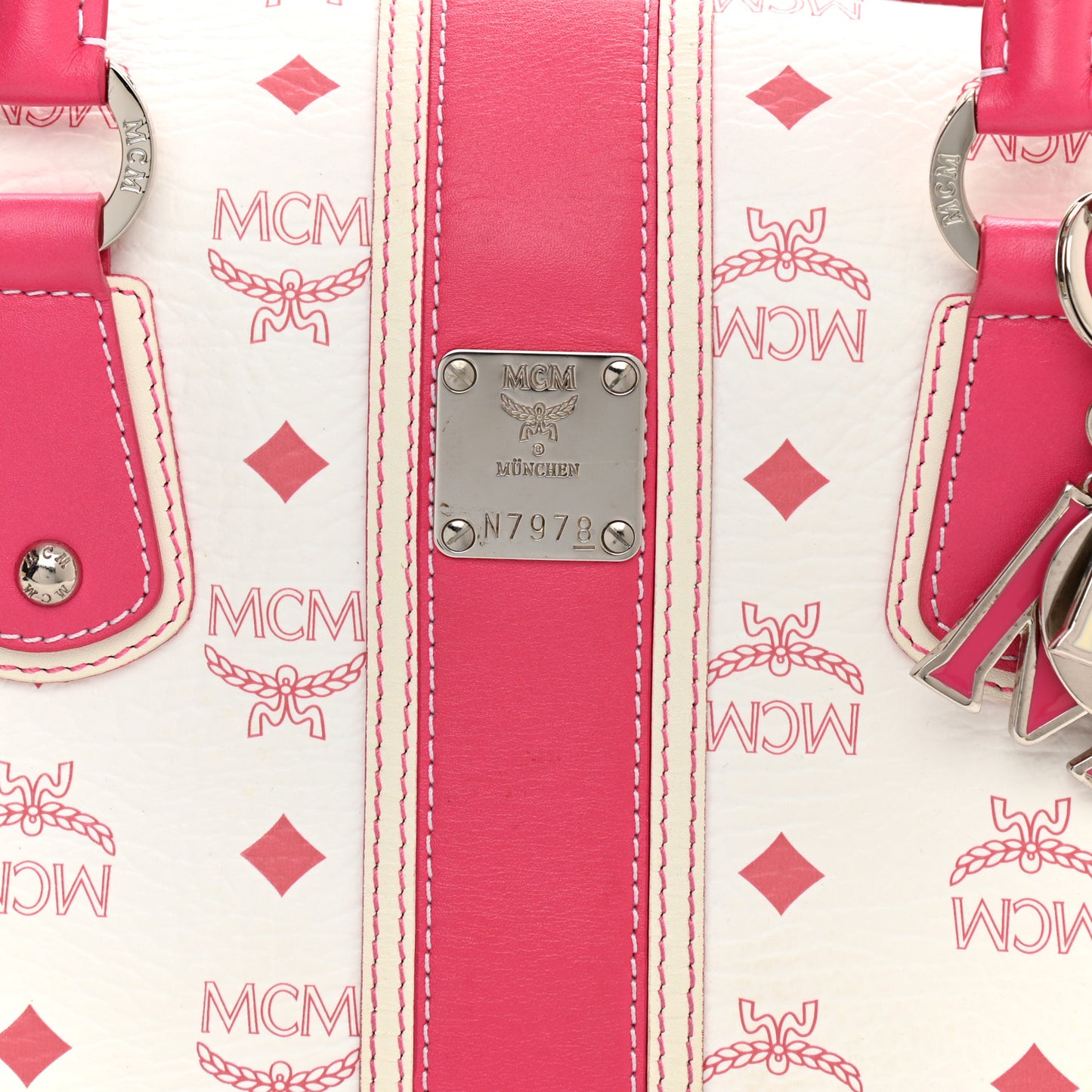Visetos Medium Boston Bag Pink White