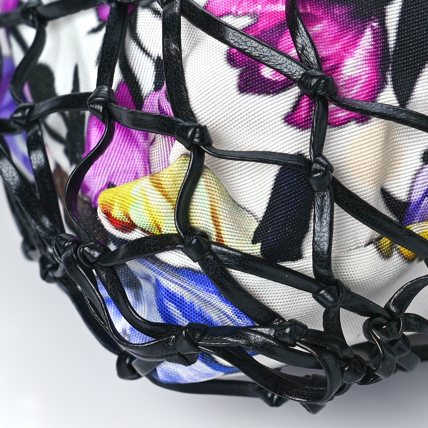 Tessuto Nylon Floral Print Net Tote Black Multicolor