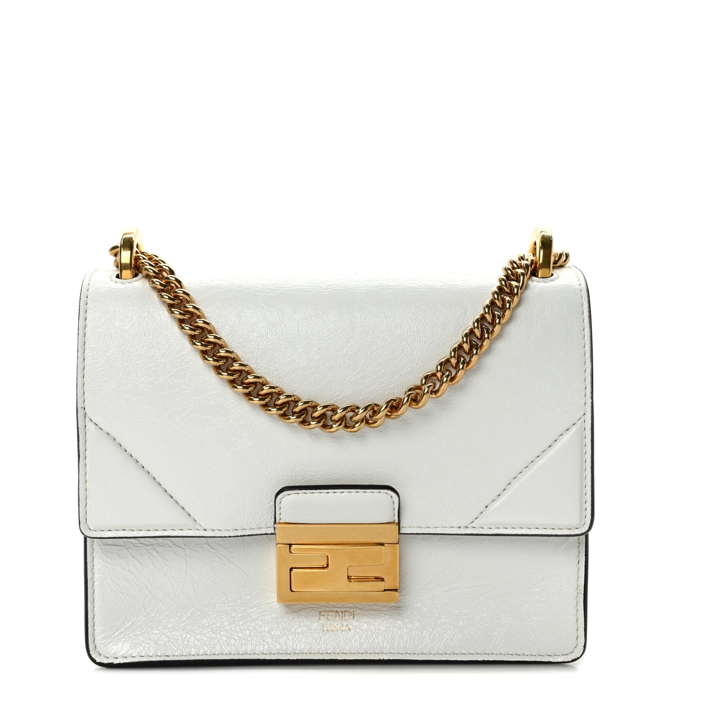 Agnello Old Shine Small Kan U Shoulder Bag White