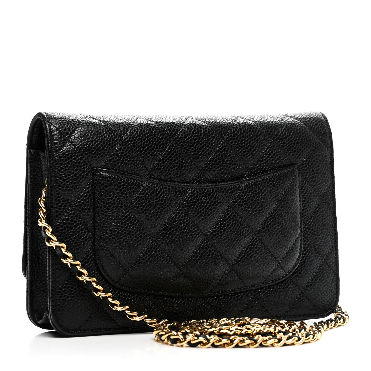 Caviar Quilted Wallet on Chain WOC Black