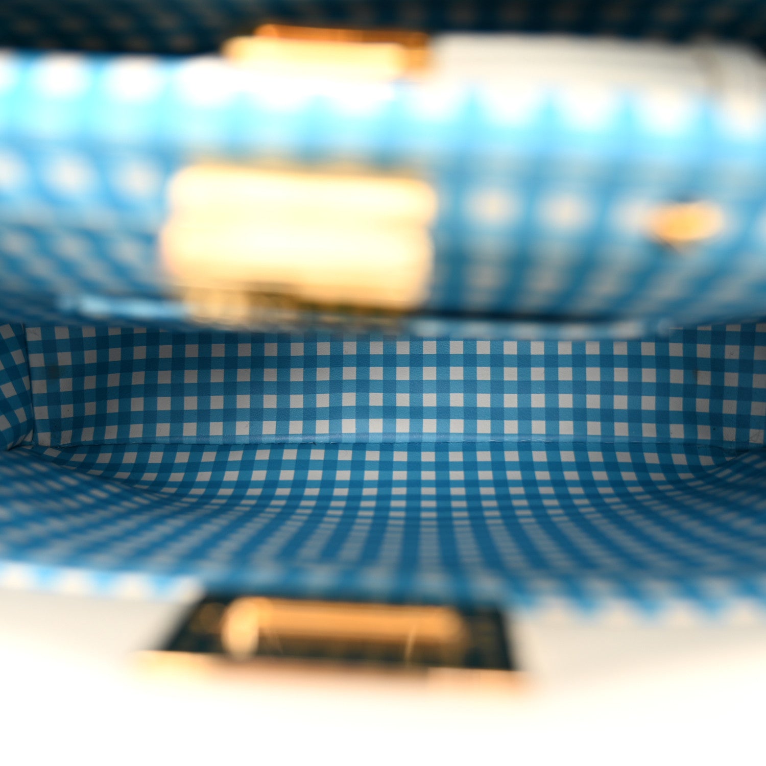Fendi Gingham Embossed Mini Peekaboo Iconic Satchel White Ice Light Blue 5 of 10