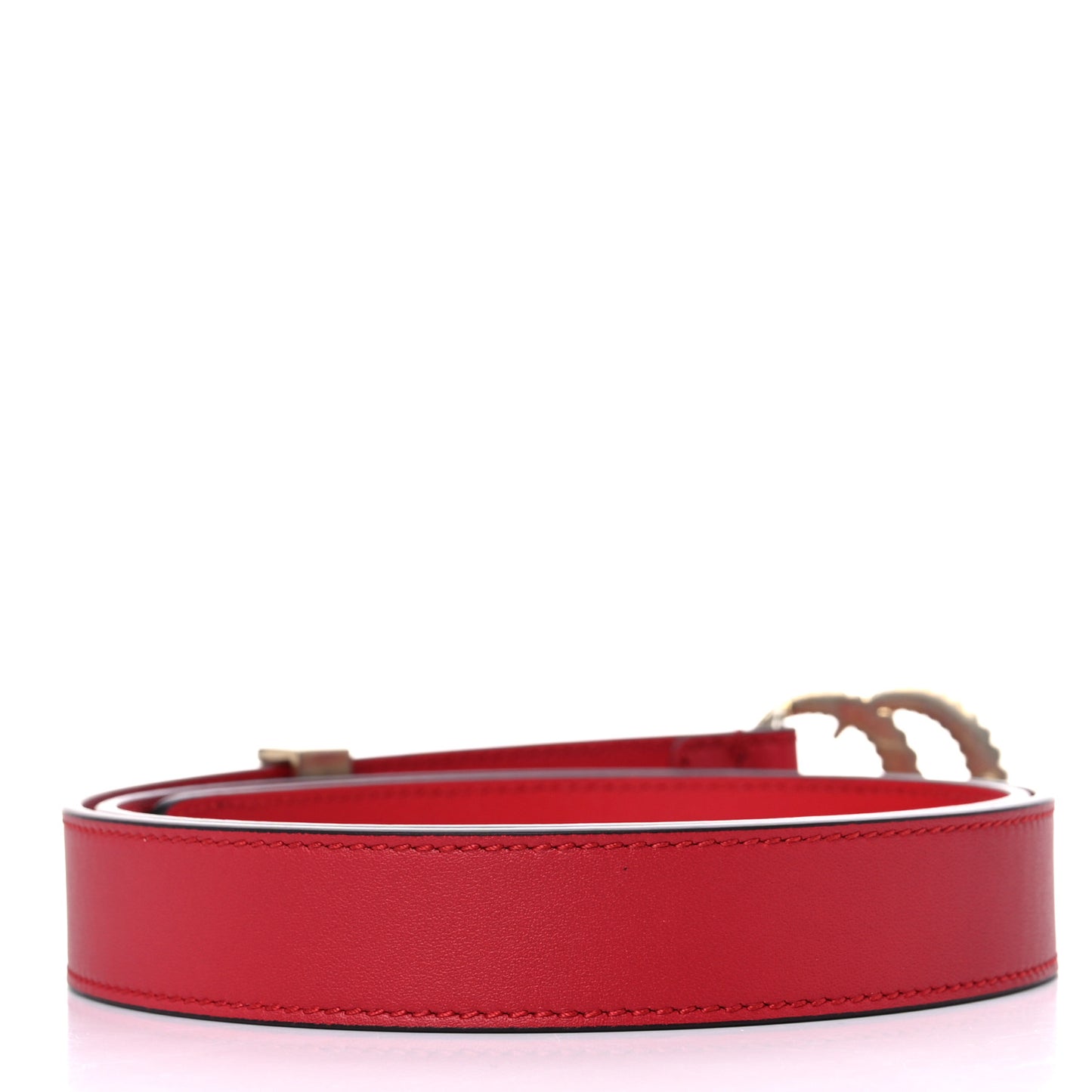 Moon Calfskin Torchon Double G 25mm Belt 85 34 Hibiscus Red
