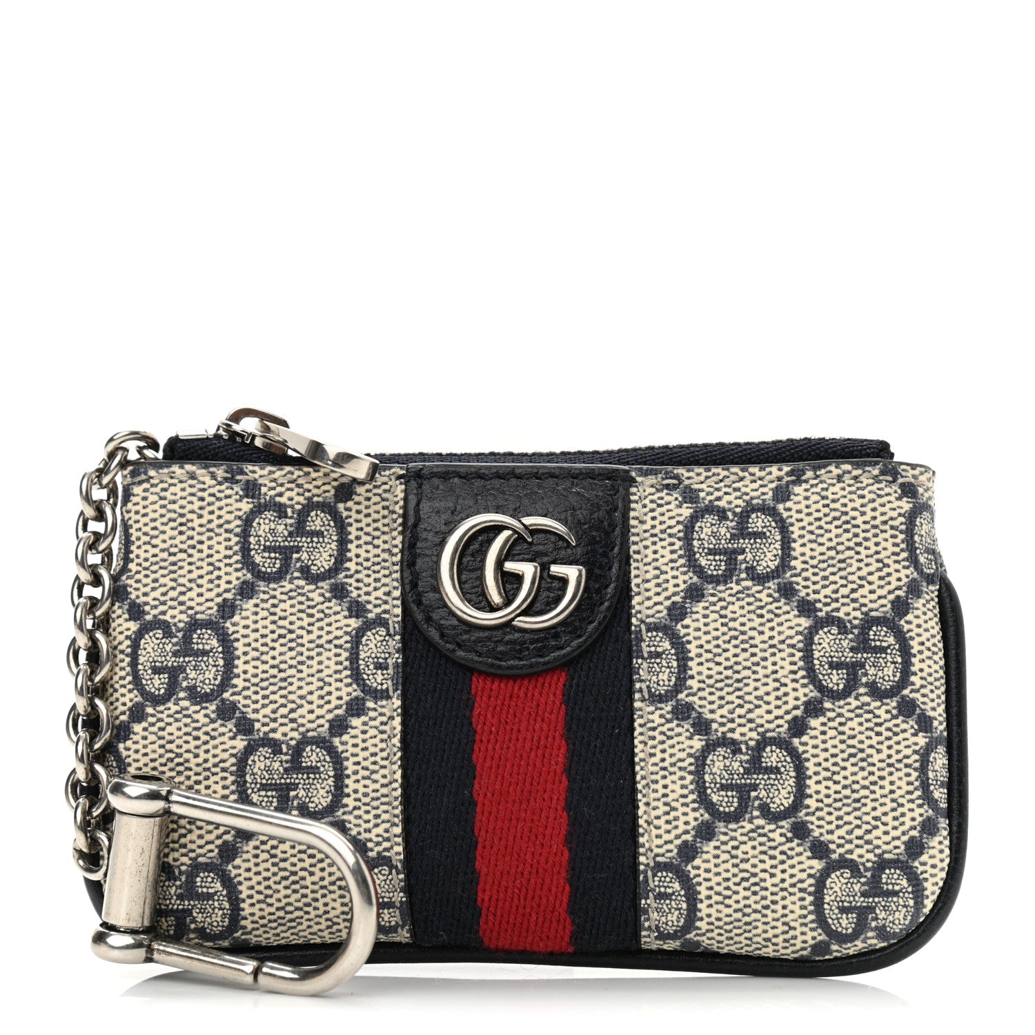 Gucci GG Supreme Monogram Web Ophidia Key Case Beige Blue 1 of 7