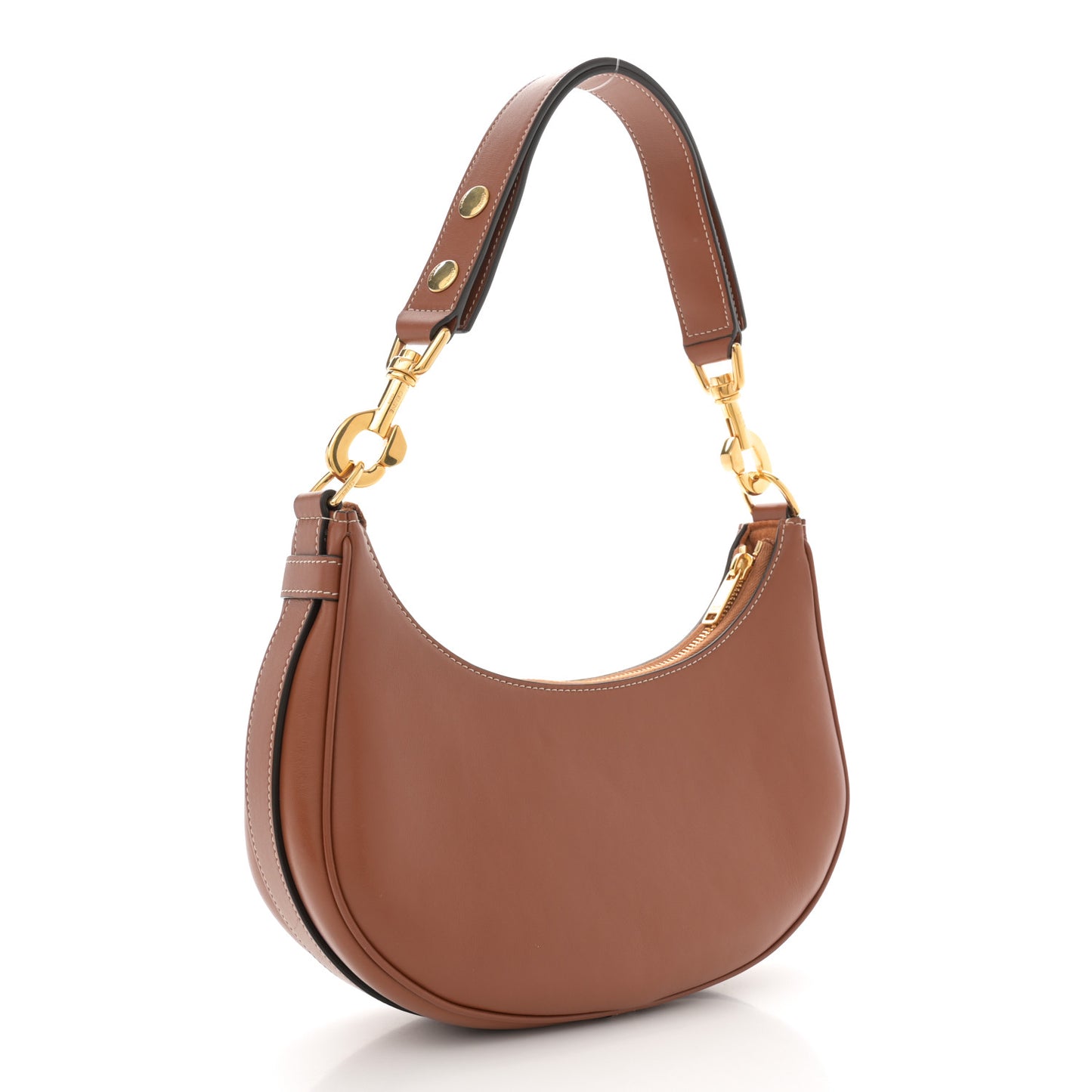 Smooth Calfskin Medium Strap Ava Shoulder Bag Tan