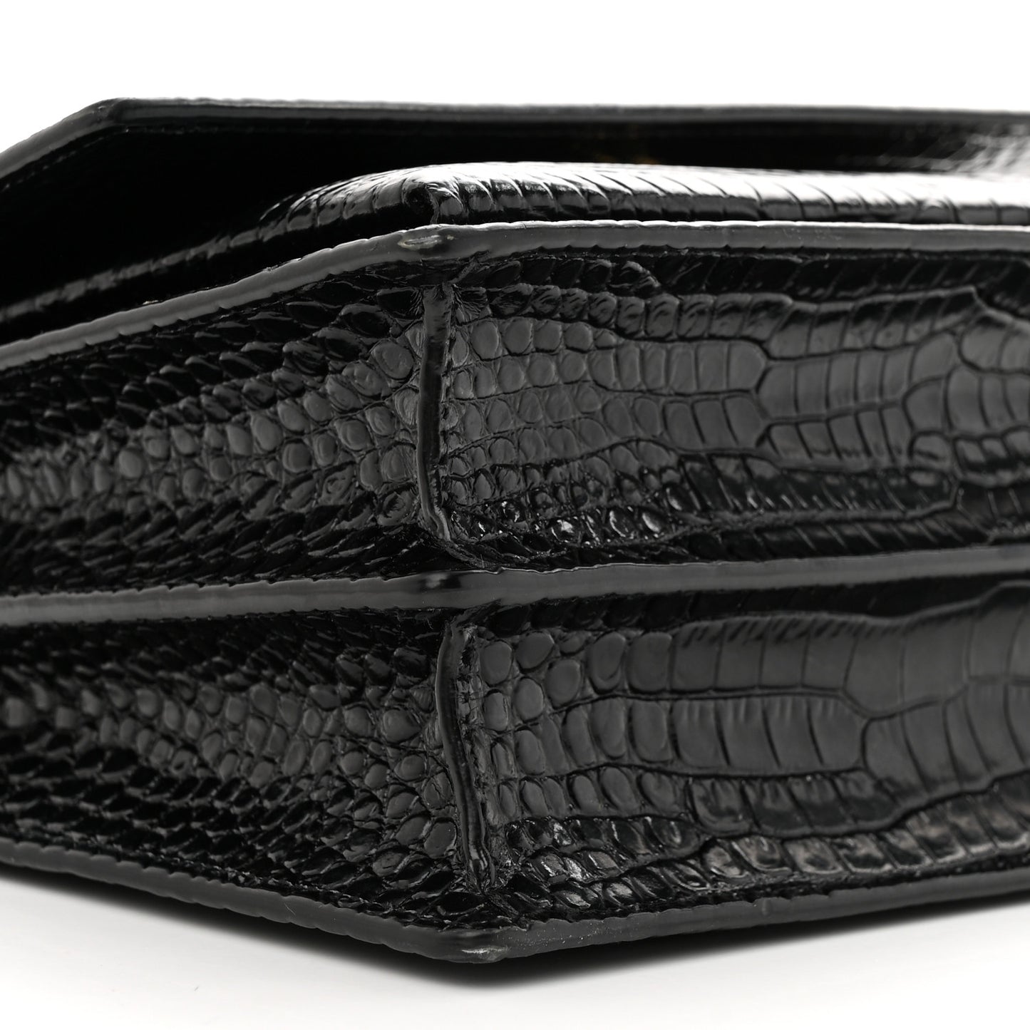 Calfskin Crocodile Embossed Medium Monogram Sunset Black