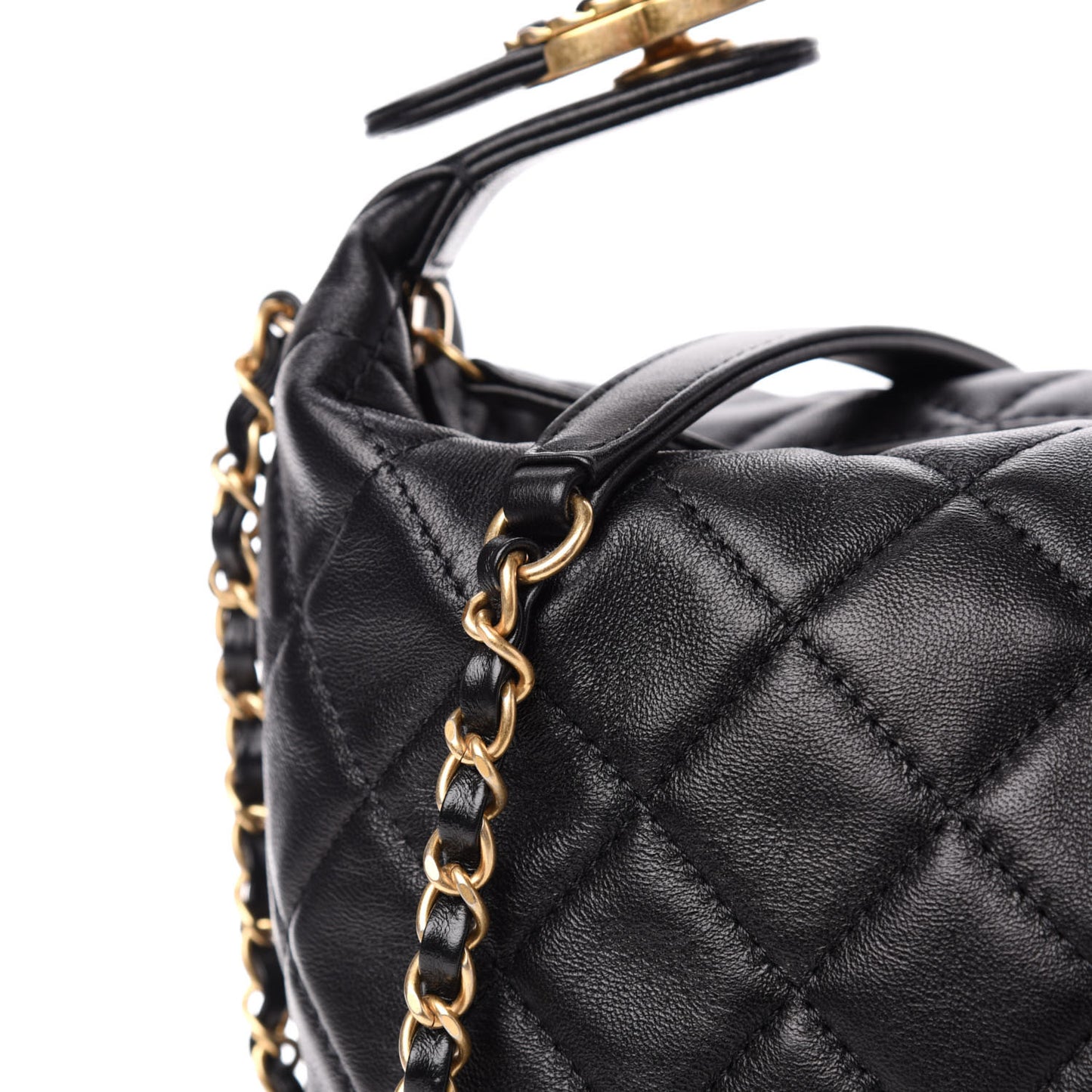 Lambskin Quilted Large Perfect Meeting Hobo Black