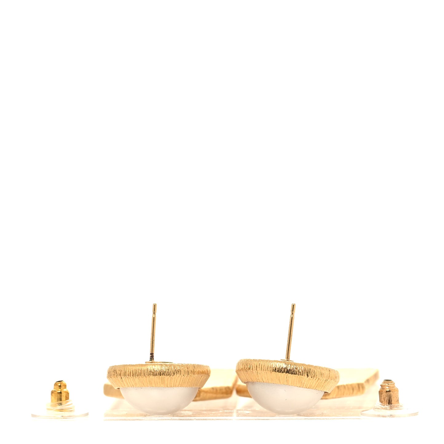 Pearl CC Tags Drop Earrings Gold