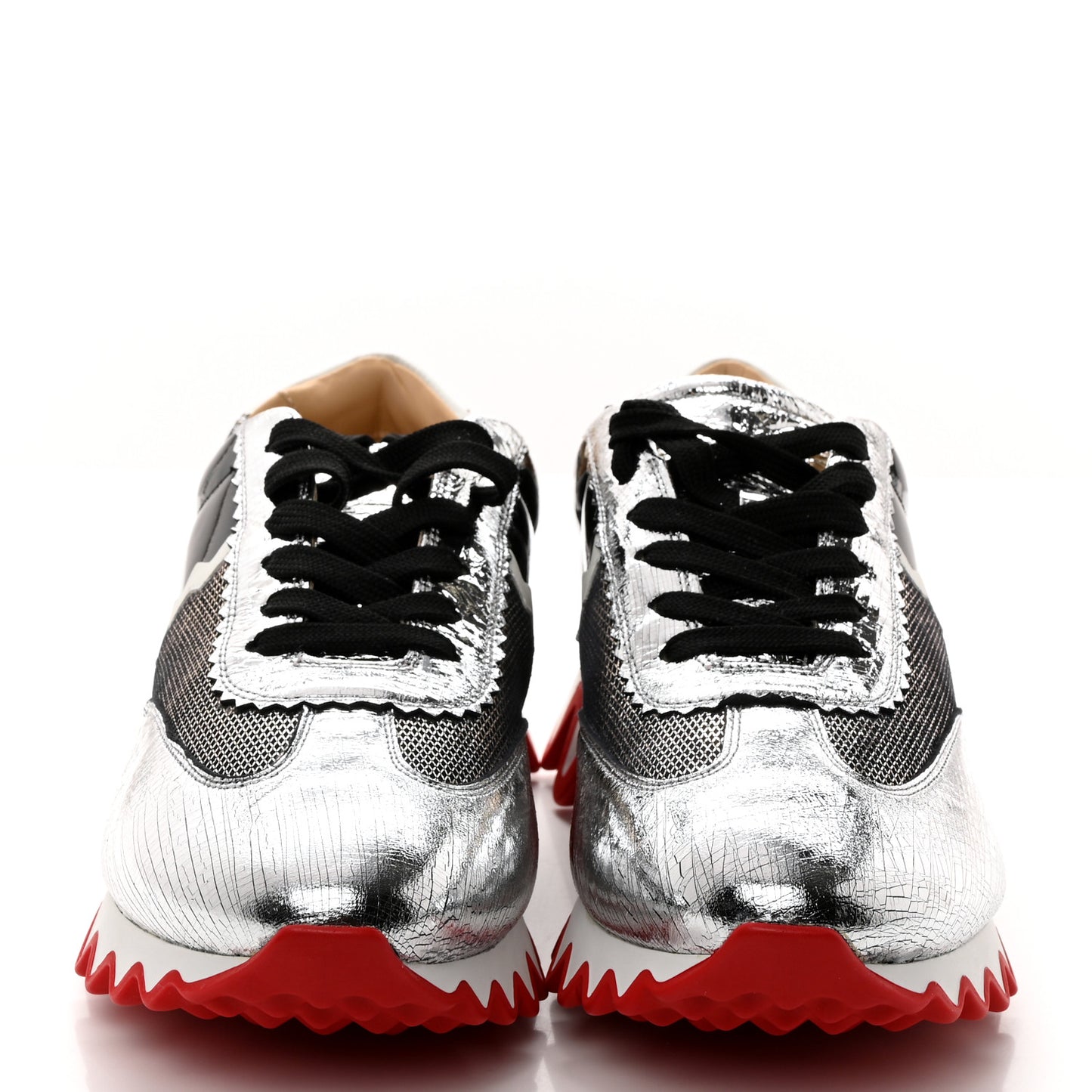 Cracked Nappa Calfskin Mens Loubishark Sneakers 44 Multicolor