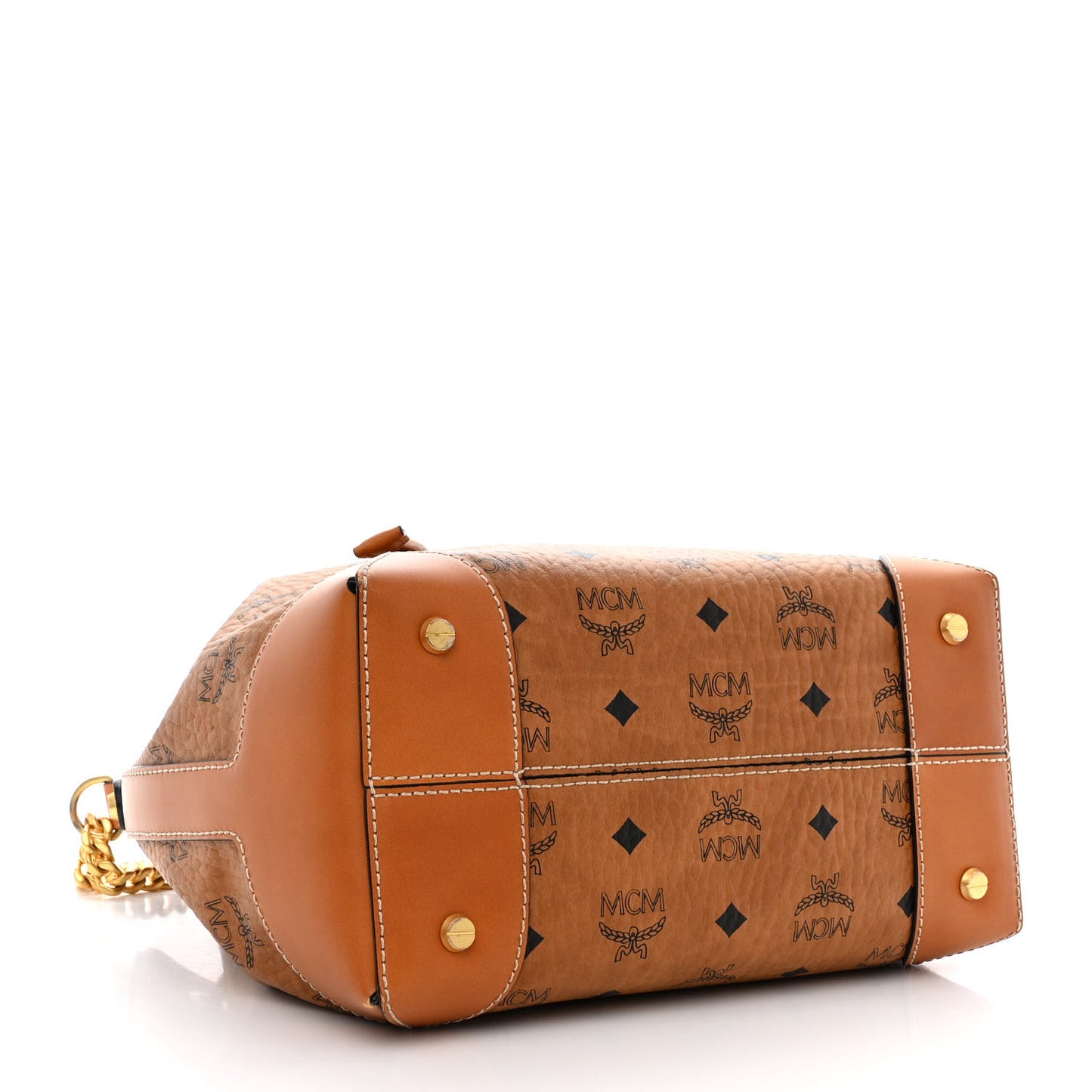 Visetos Small Soft Berlin Drawstring Bucket Bag Cognac