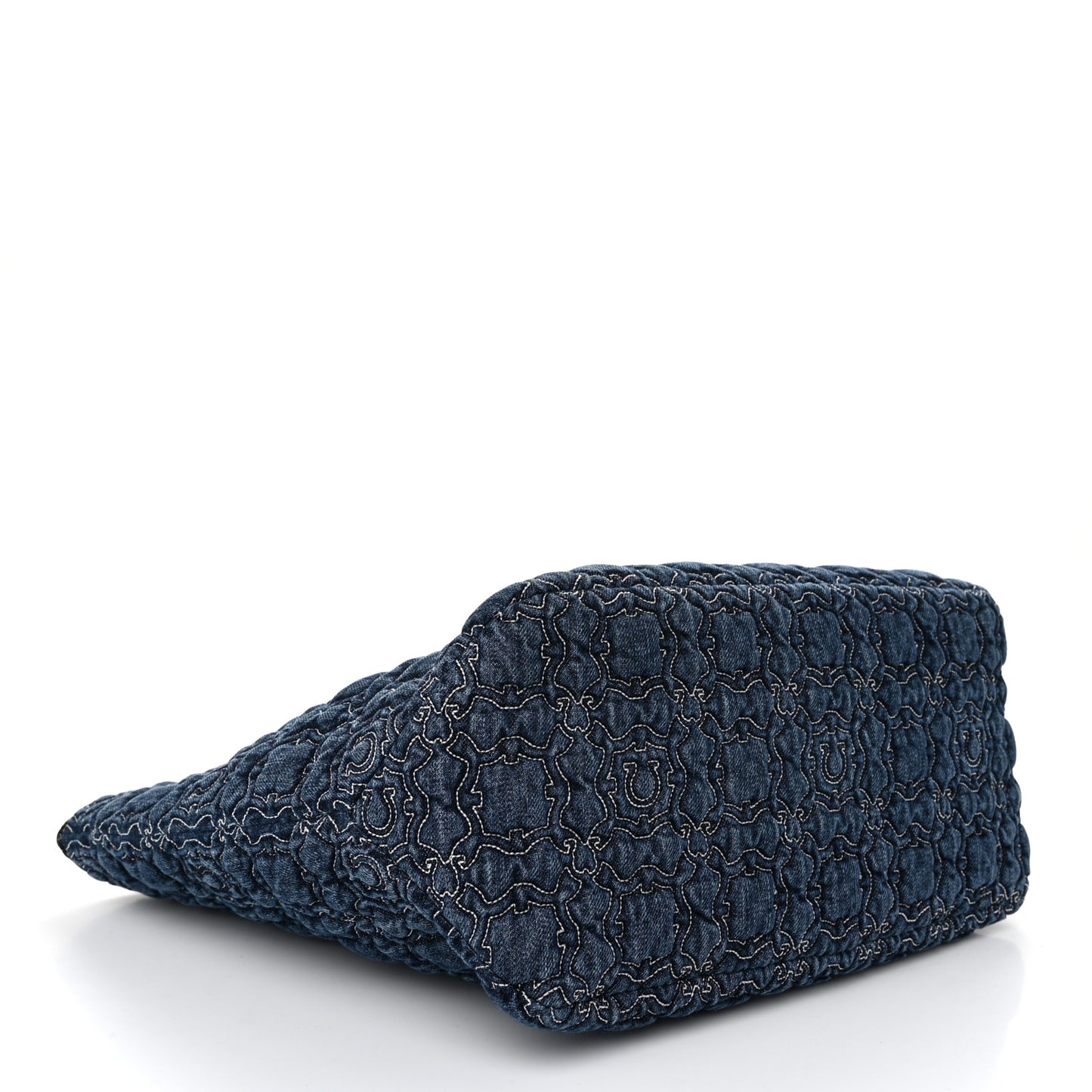 Denim Quilted Gancini Tote Blue